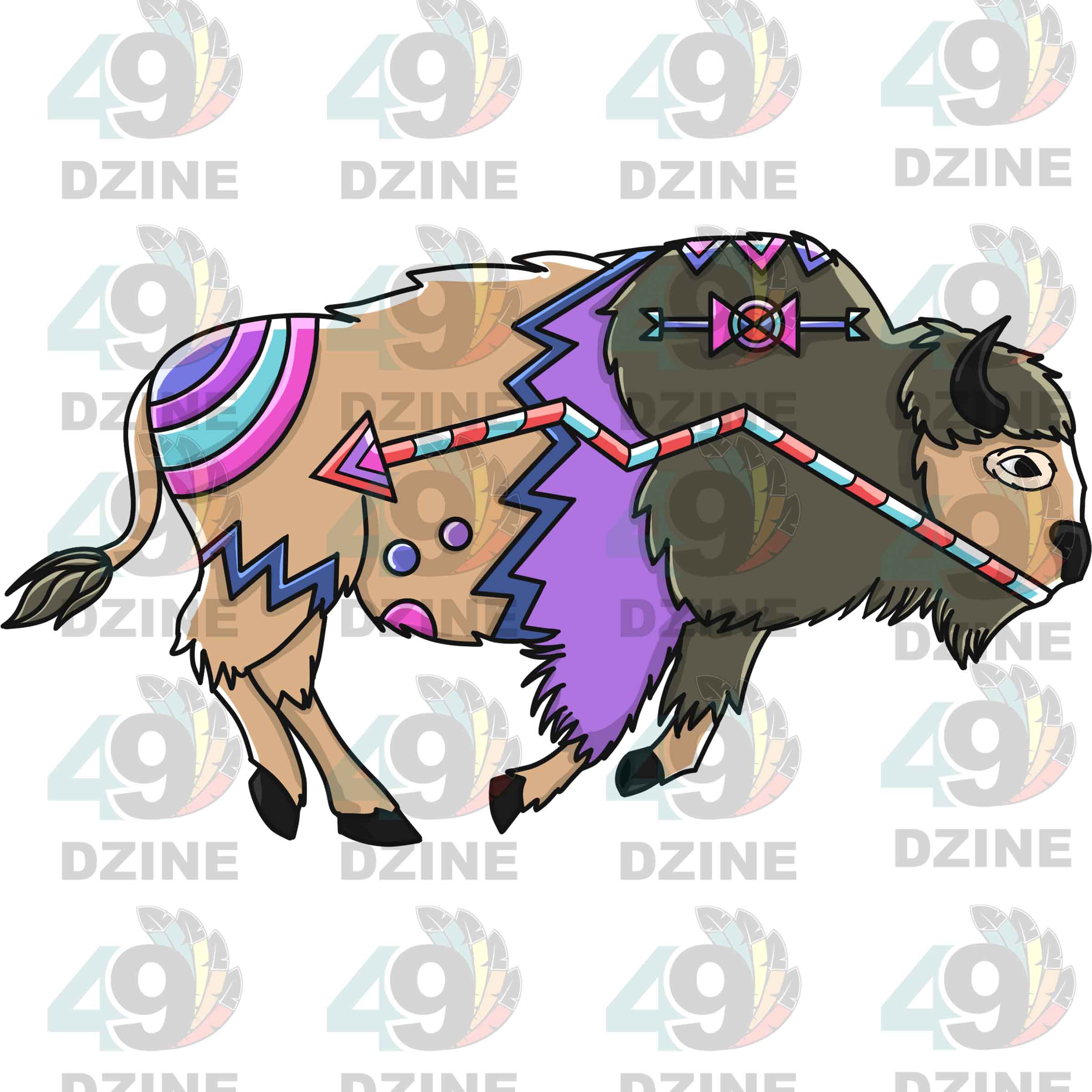 Buffalo 3 Colored Sticker