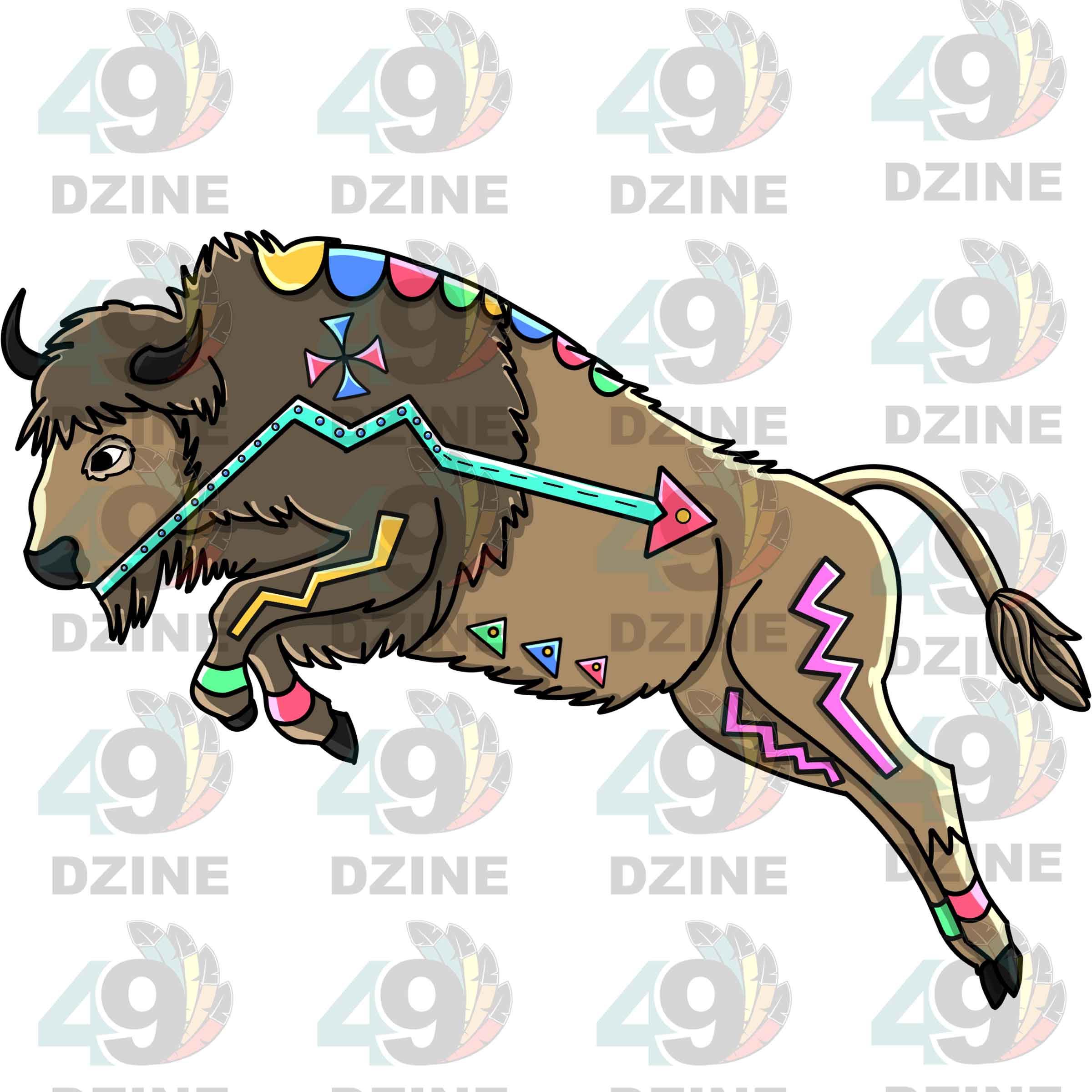 Buffalo 5 Colored Sticker