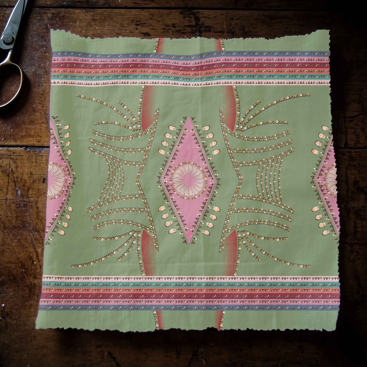 Dreams of Deco Sage Cotton Poplin