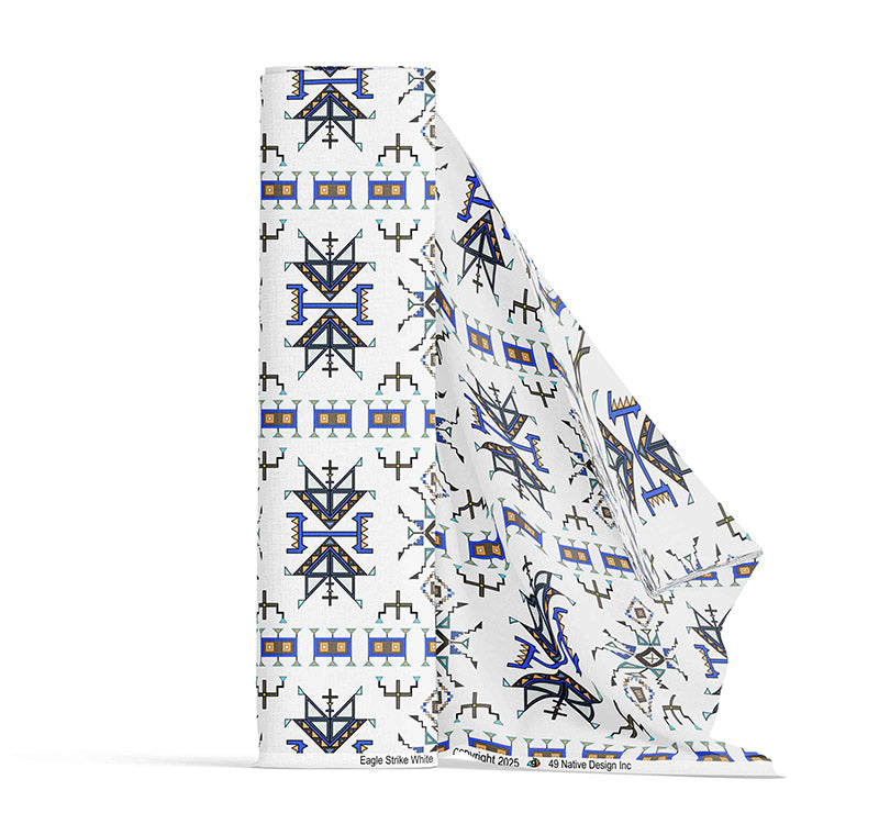 Eagle Strike White Satin Fabric