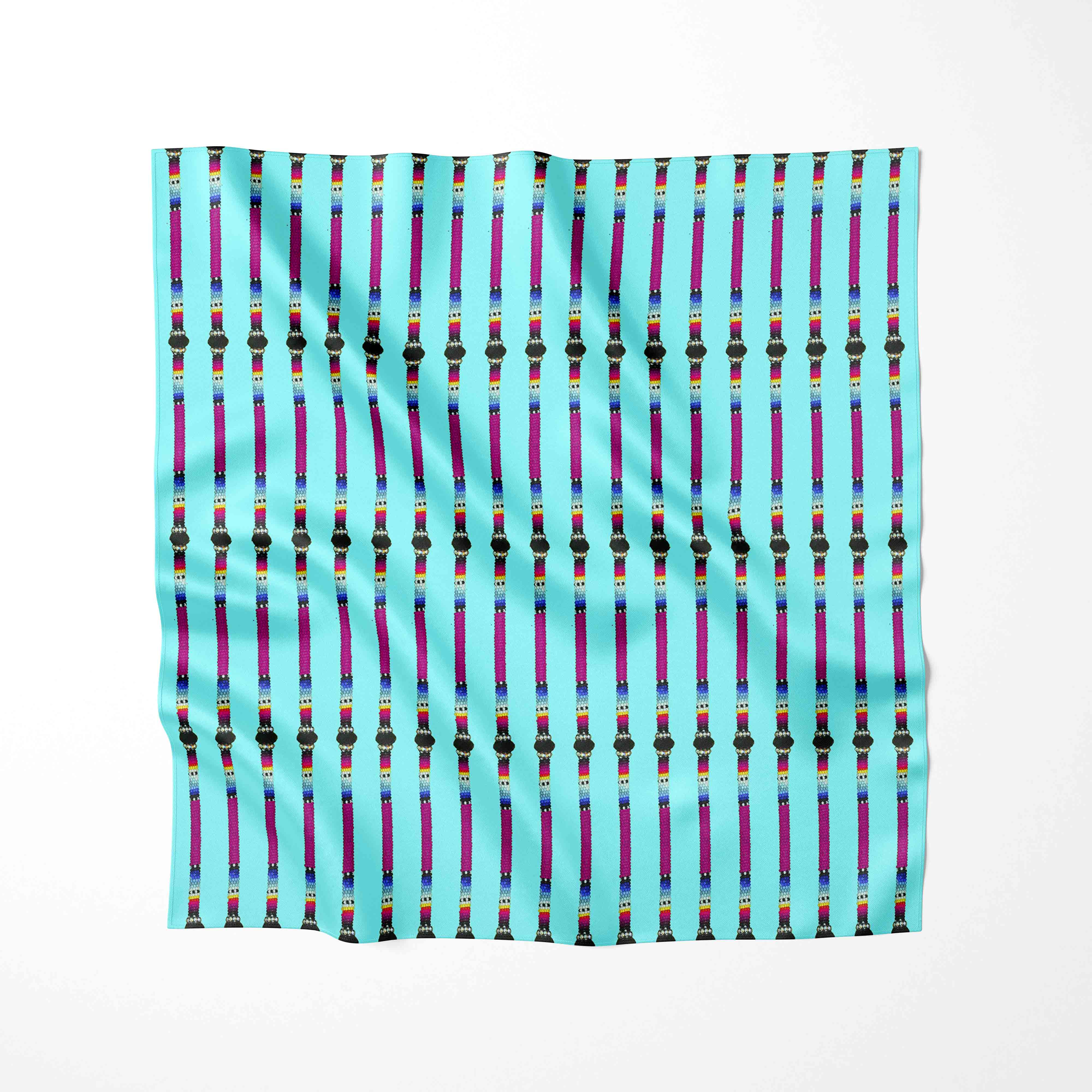 Beaded Rope Turquoise Cotton Poplin Fabric By the Yard