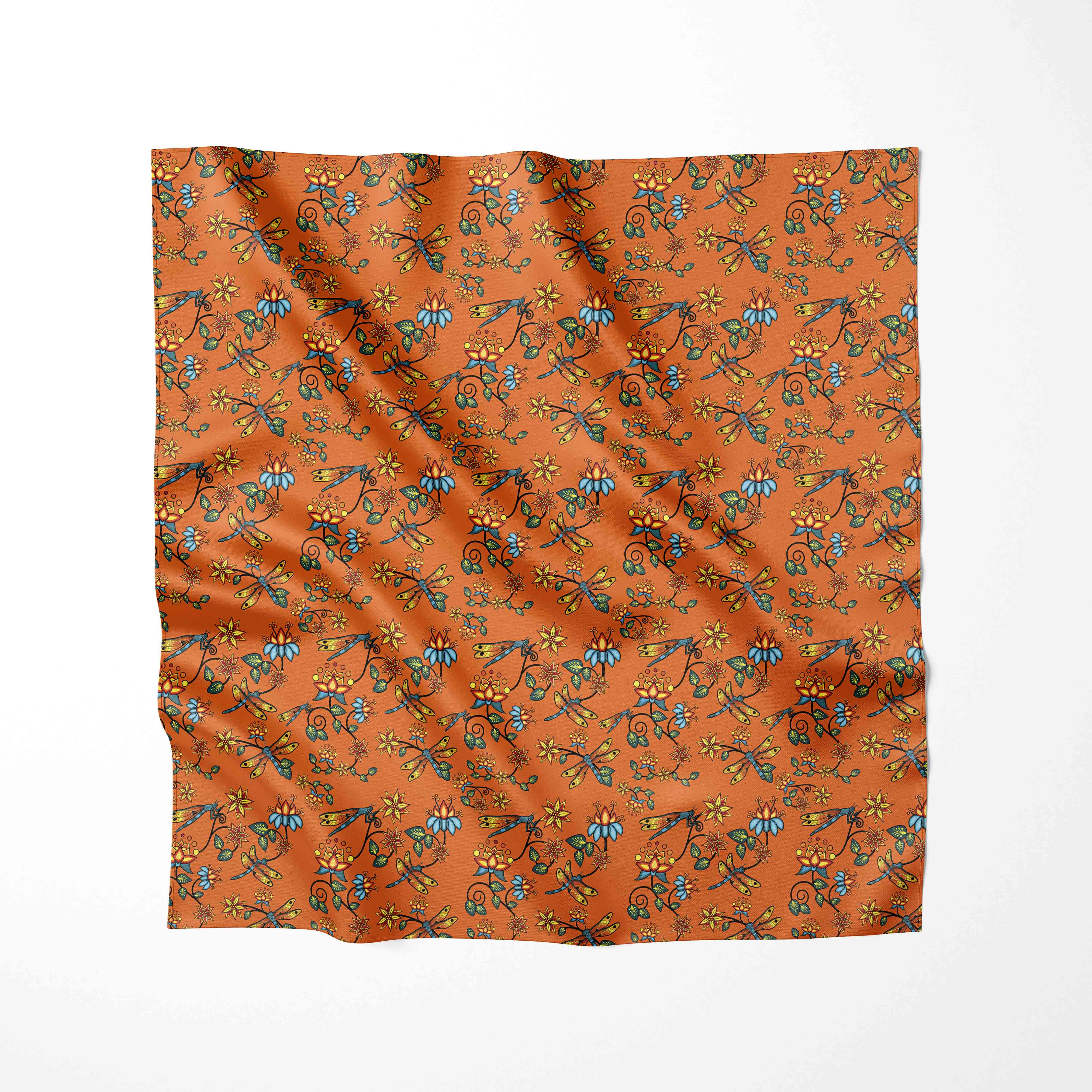 Dragon Lily Sierra Orange Cotton Poplin Fabric By the Yard