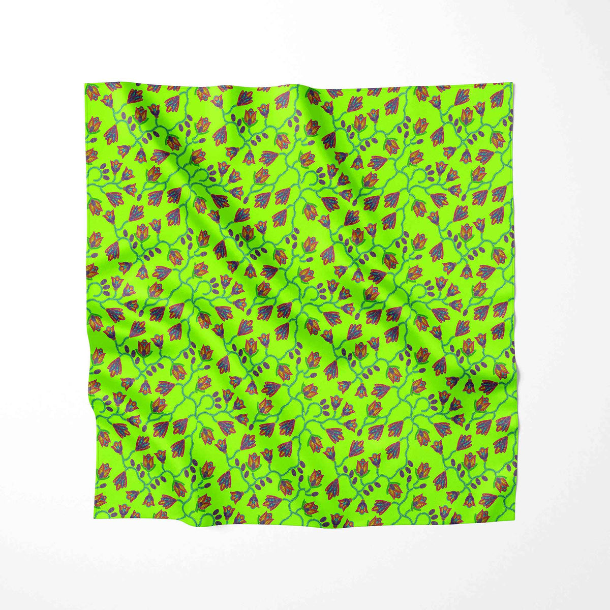Spring Blossoms Neon Green Cotton Poplin