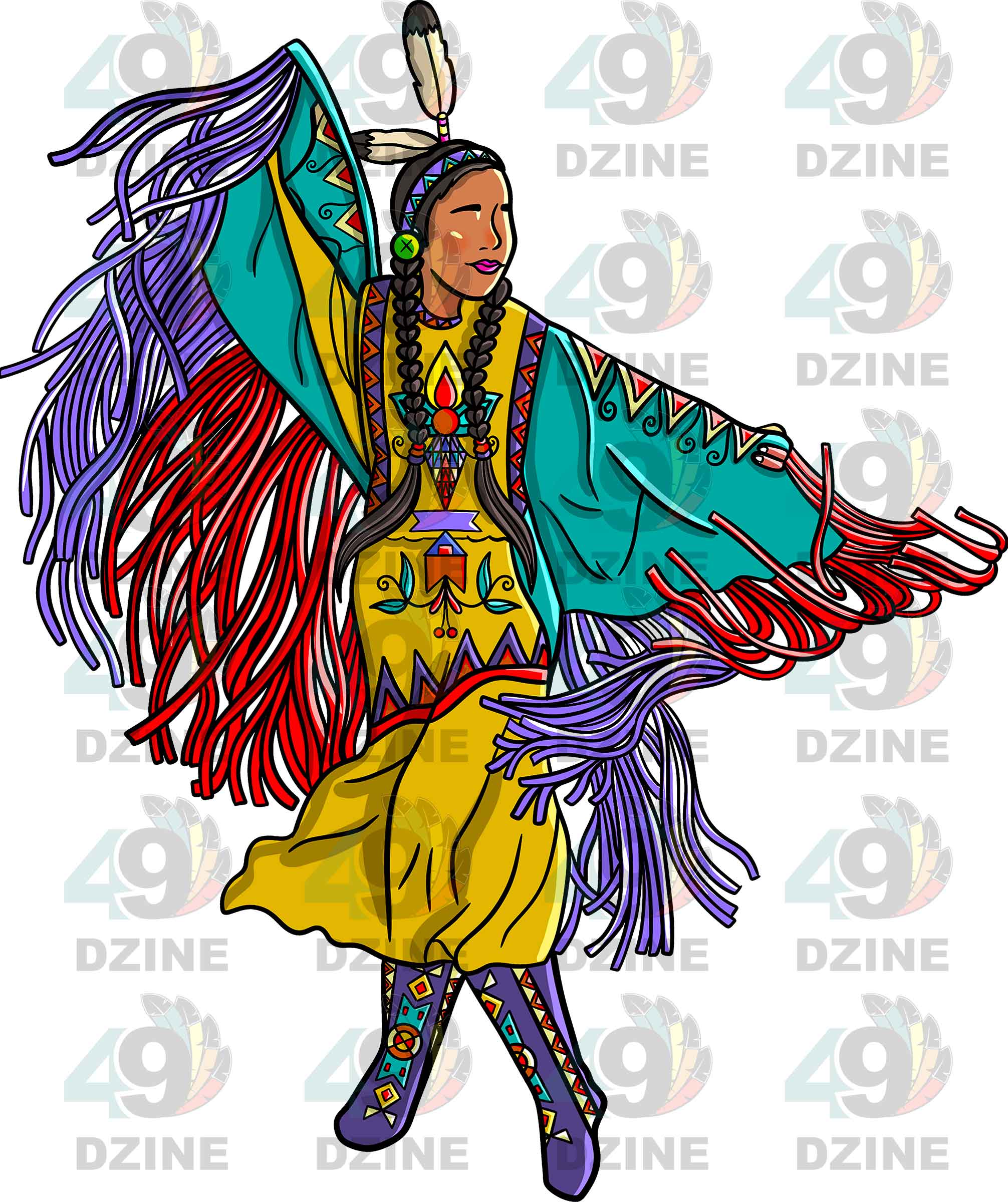 Fancy Shawl Dancer 2 Transfer (Various Sizes)