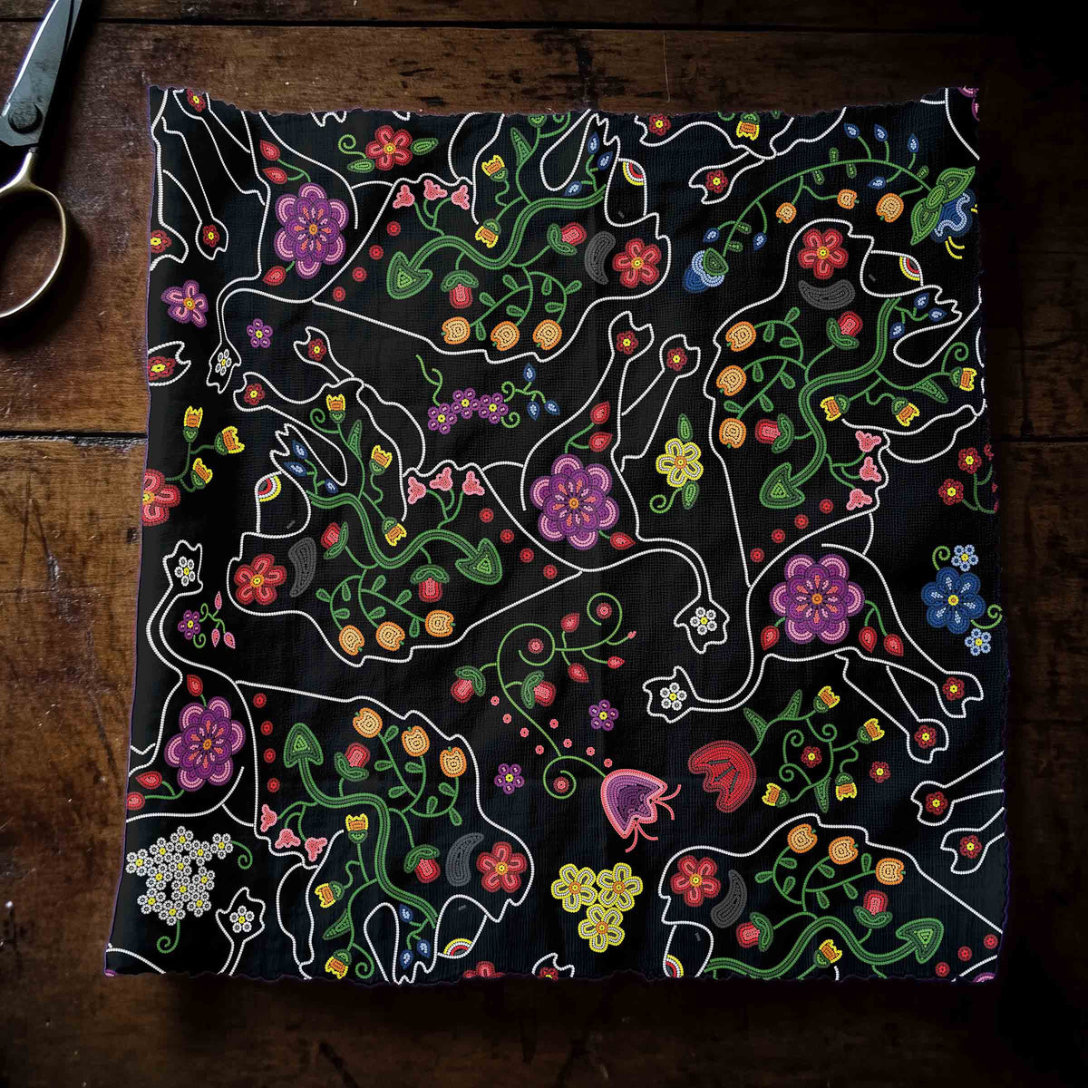 Beaded Floral Buffalo Cotton Poplin