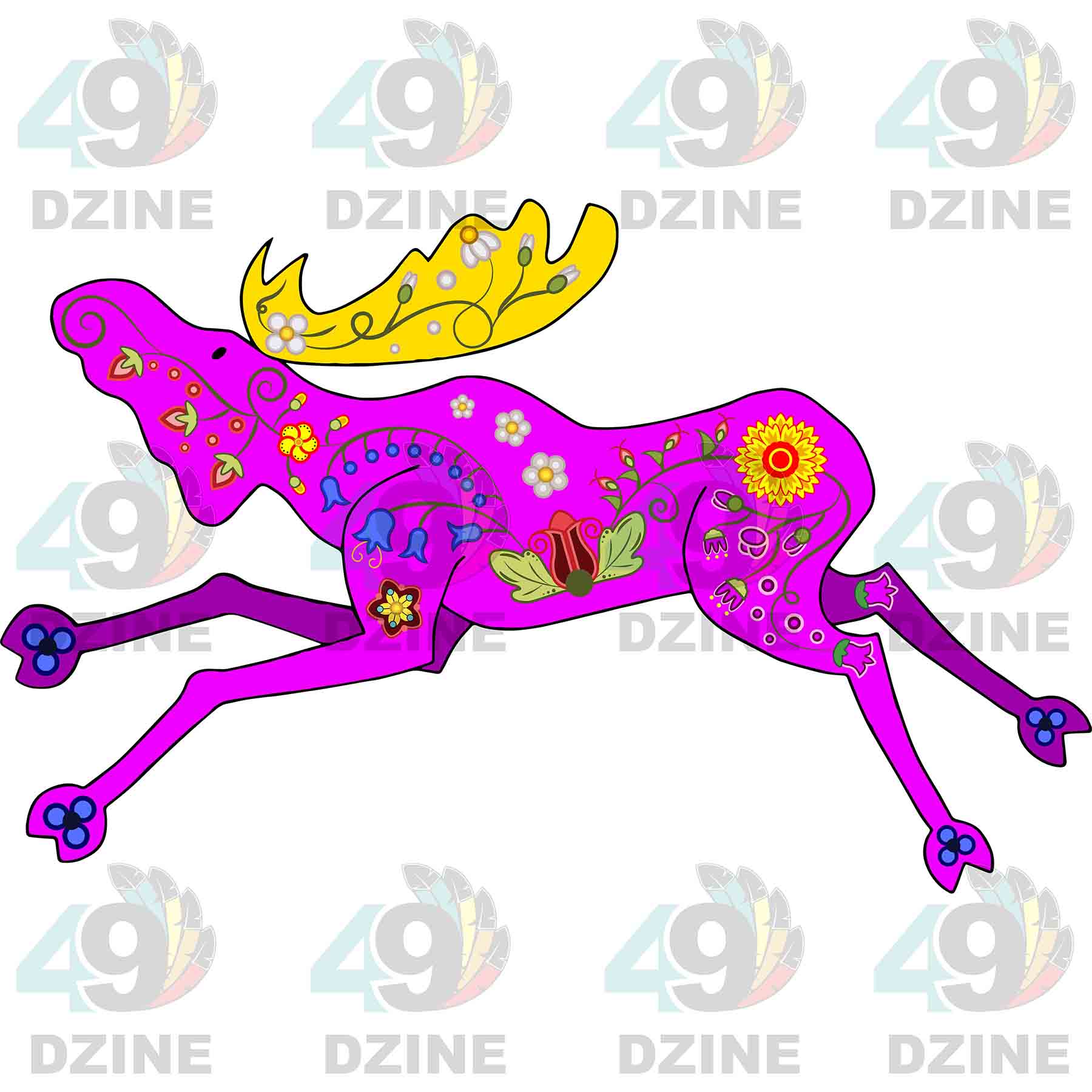 Floral Moose Sticker