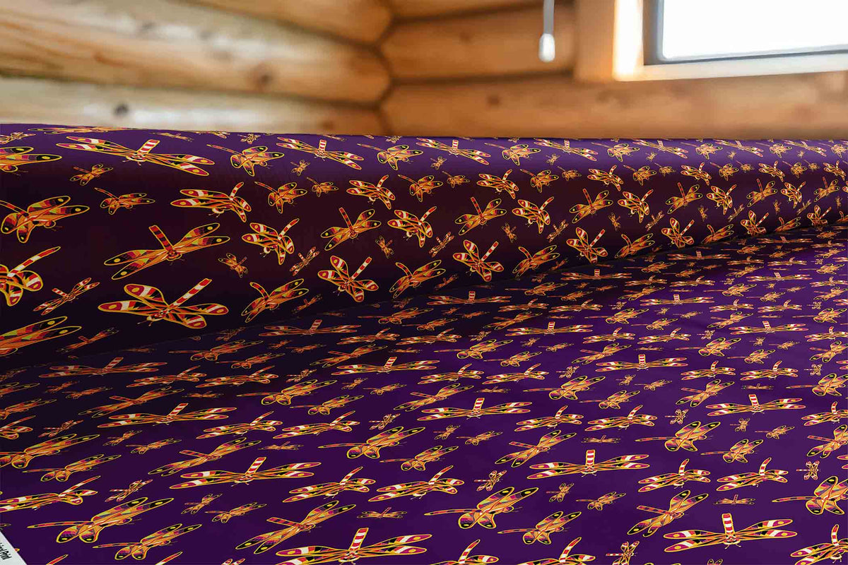 Gathering Yellow Purple Cotton Poplin