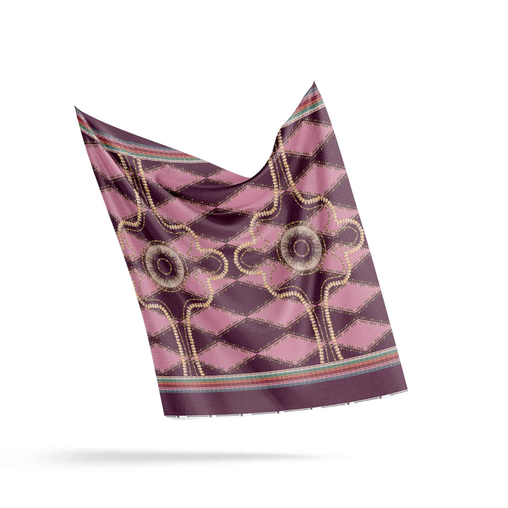 Gilded Nomad Berry Satin Fabric