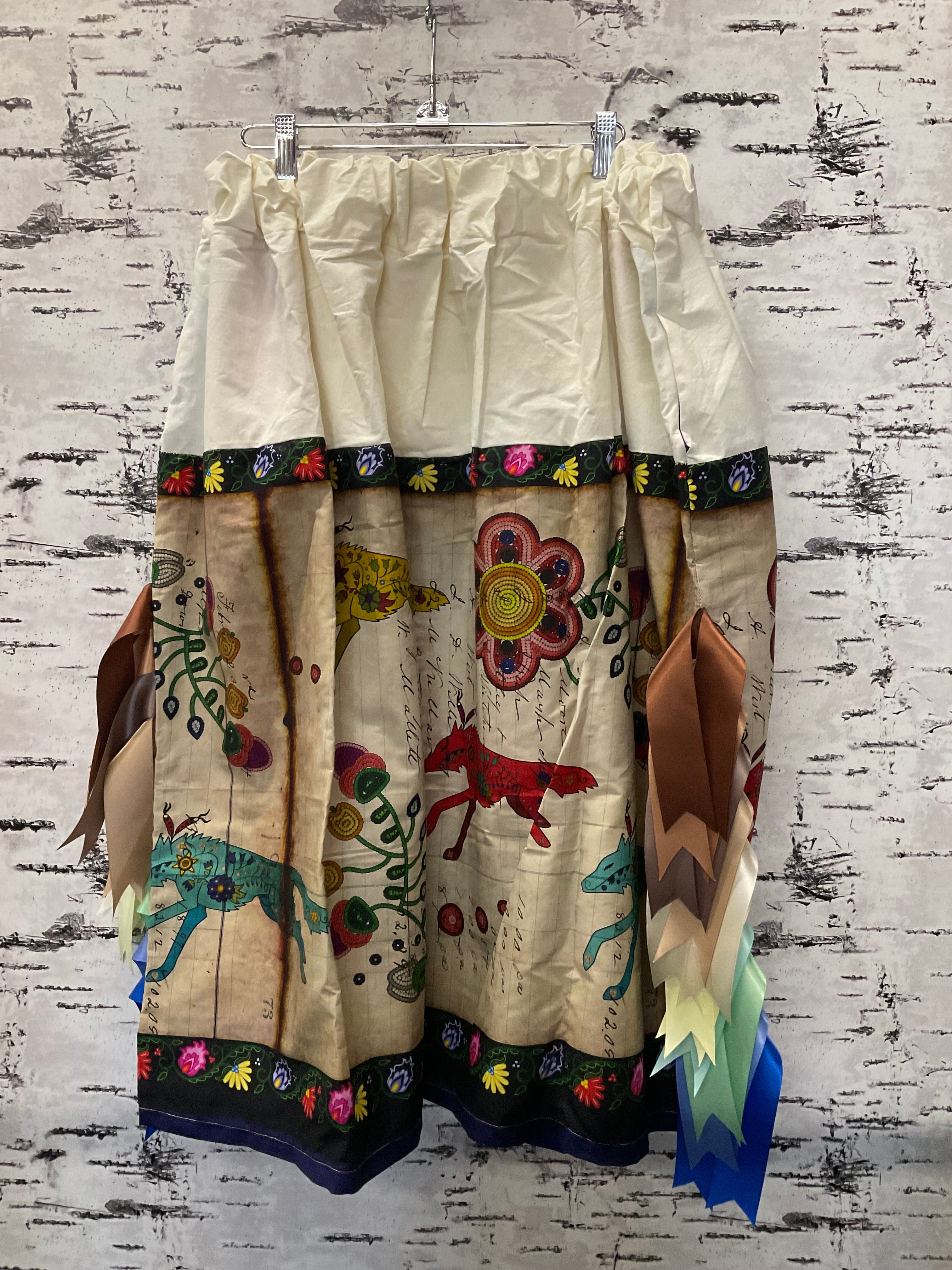 Handmade Floral Ledger with cream top Ribbon Skirt