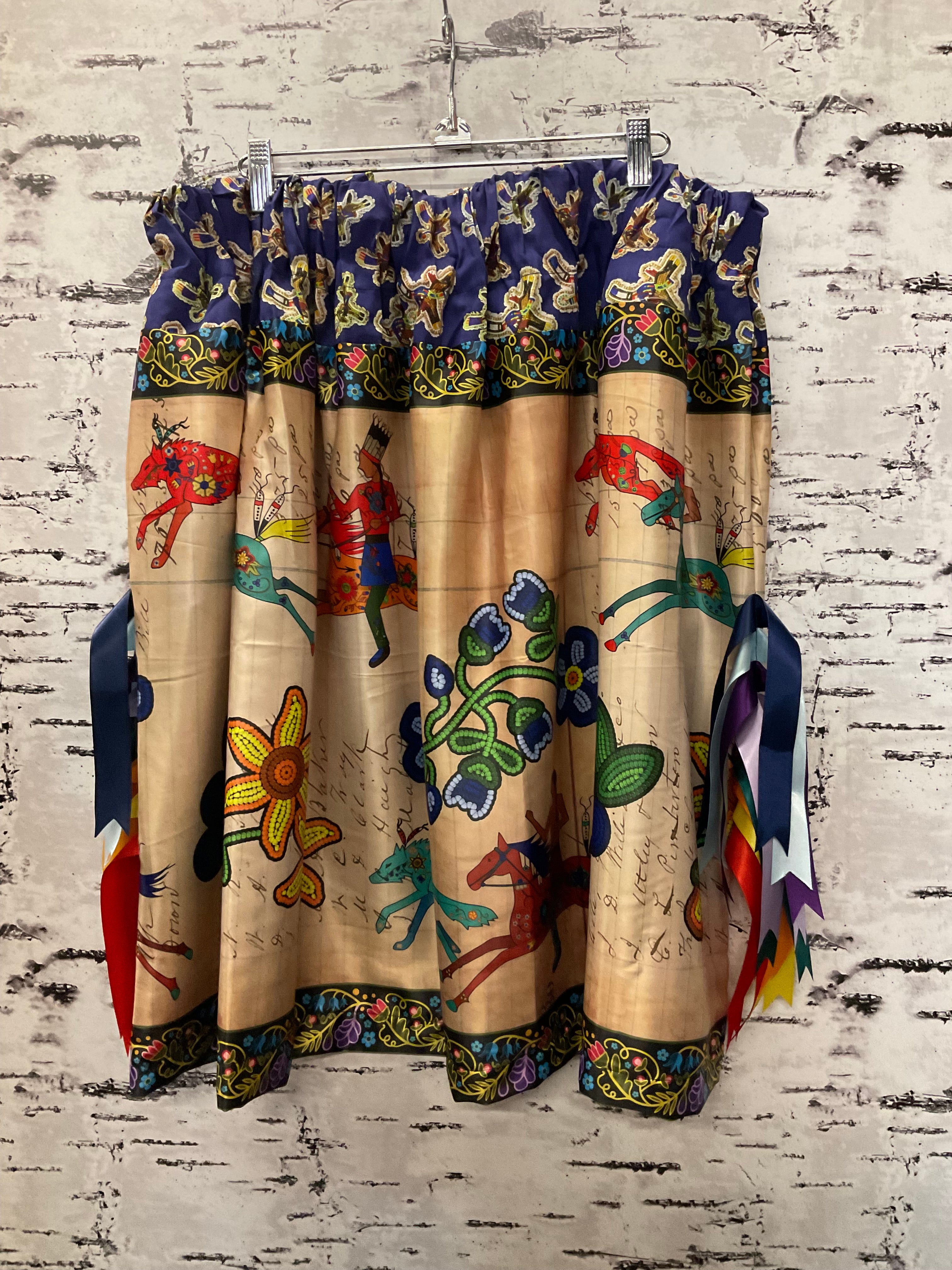 Handmade Satin Floral Ledger w/ Riders Top Ribbon Skirt