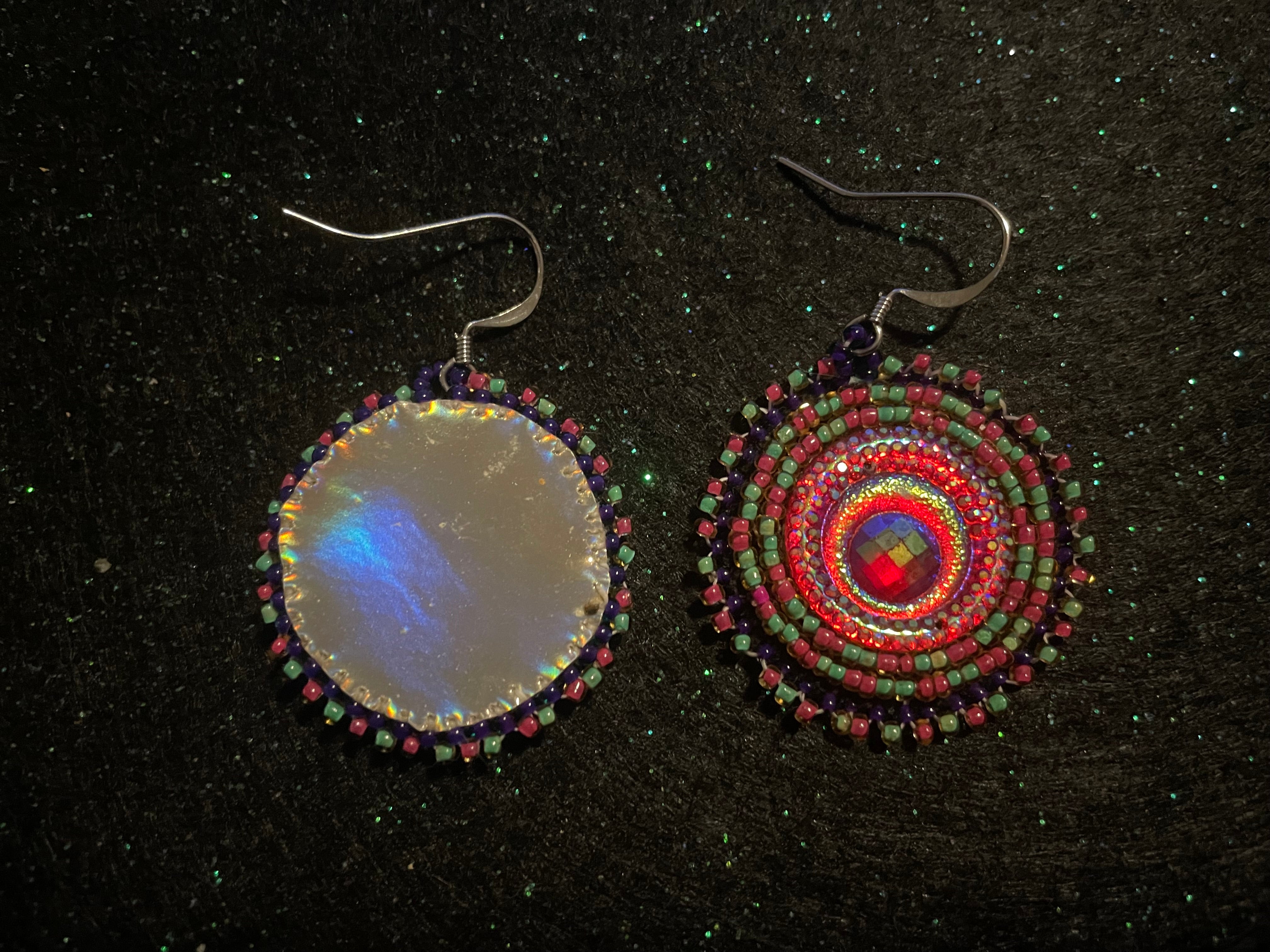 Asteria Brill Small Purple/Green Beaded Earrings