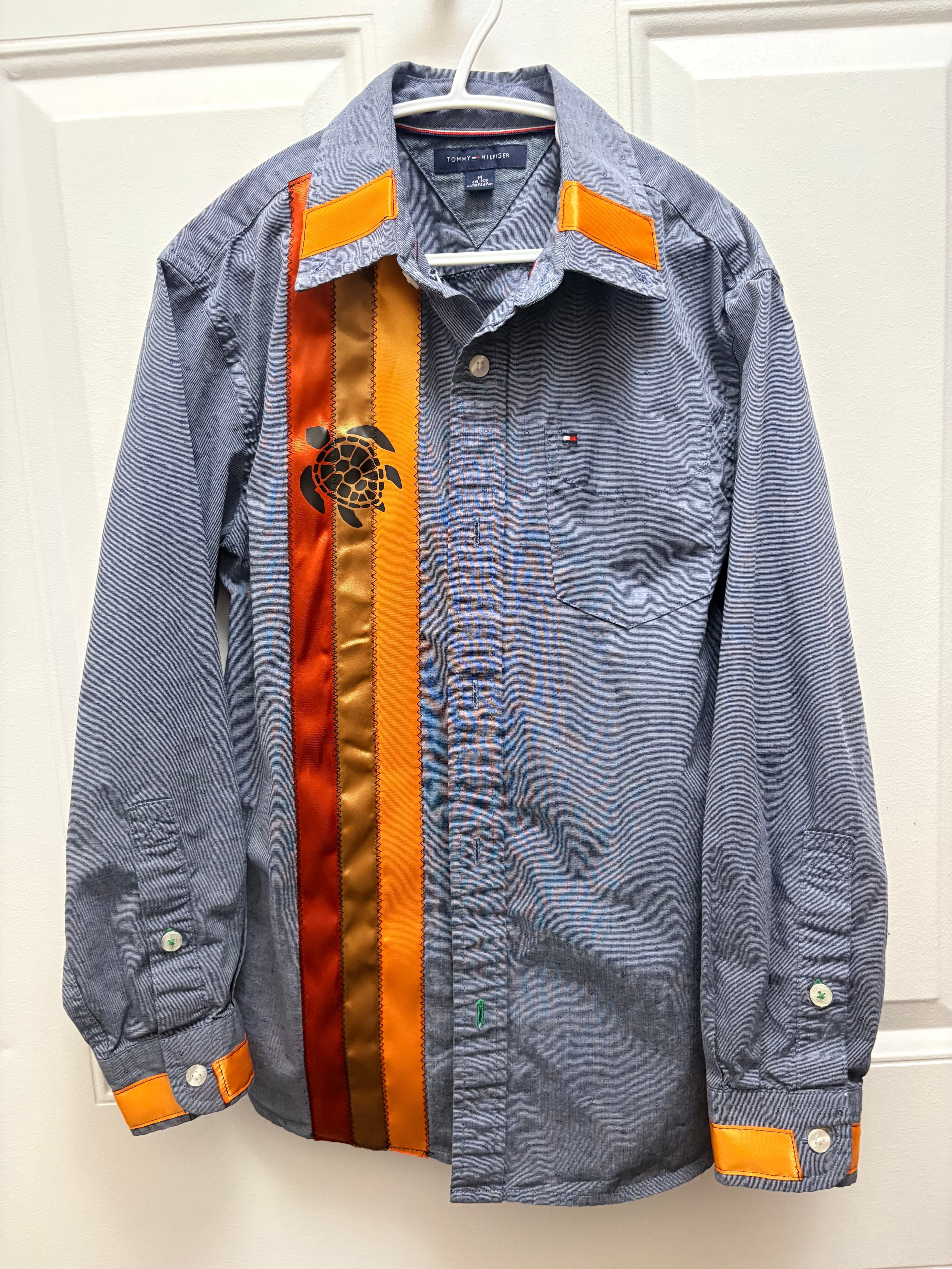 Lakota Artist Jackie Kid's Blue Turtle Ribbon Shirt