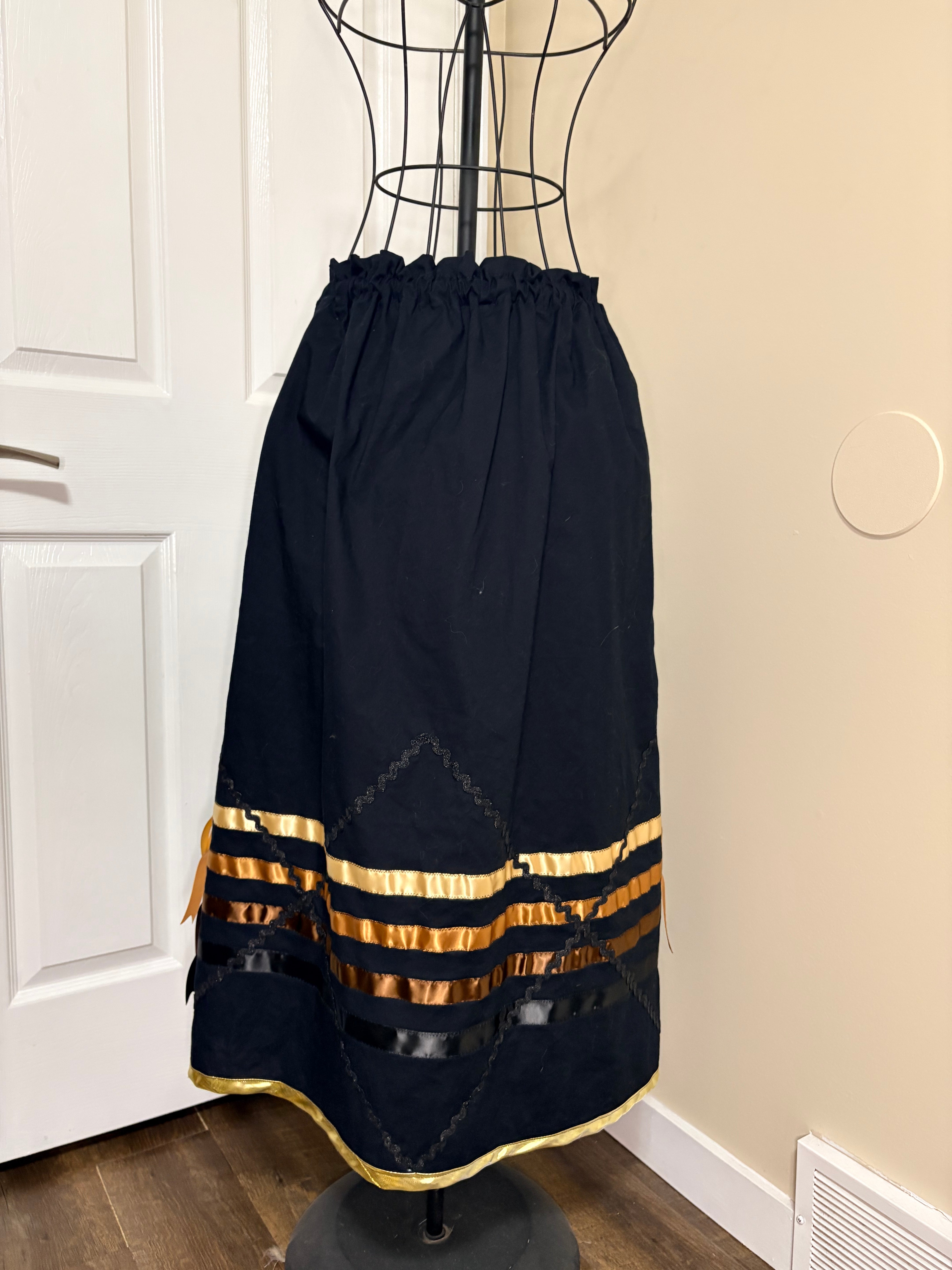 Lakota Artist Jackie Ribbon Skirt - Black & Gold