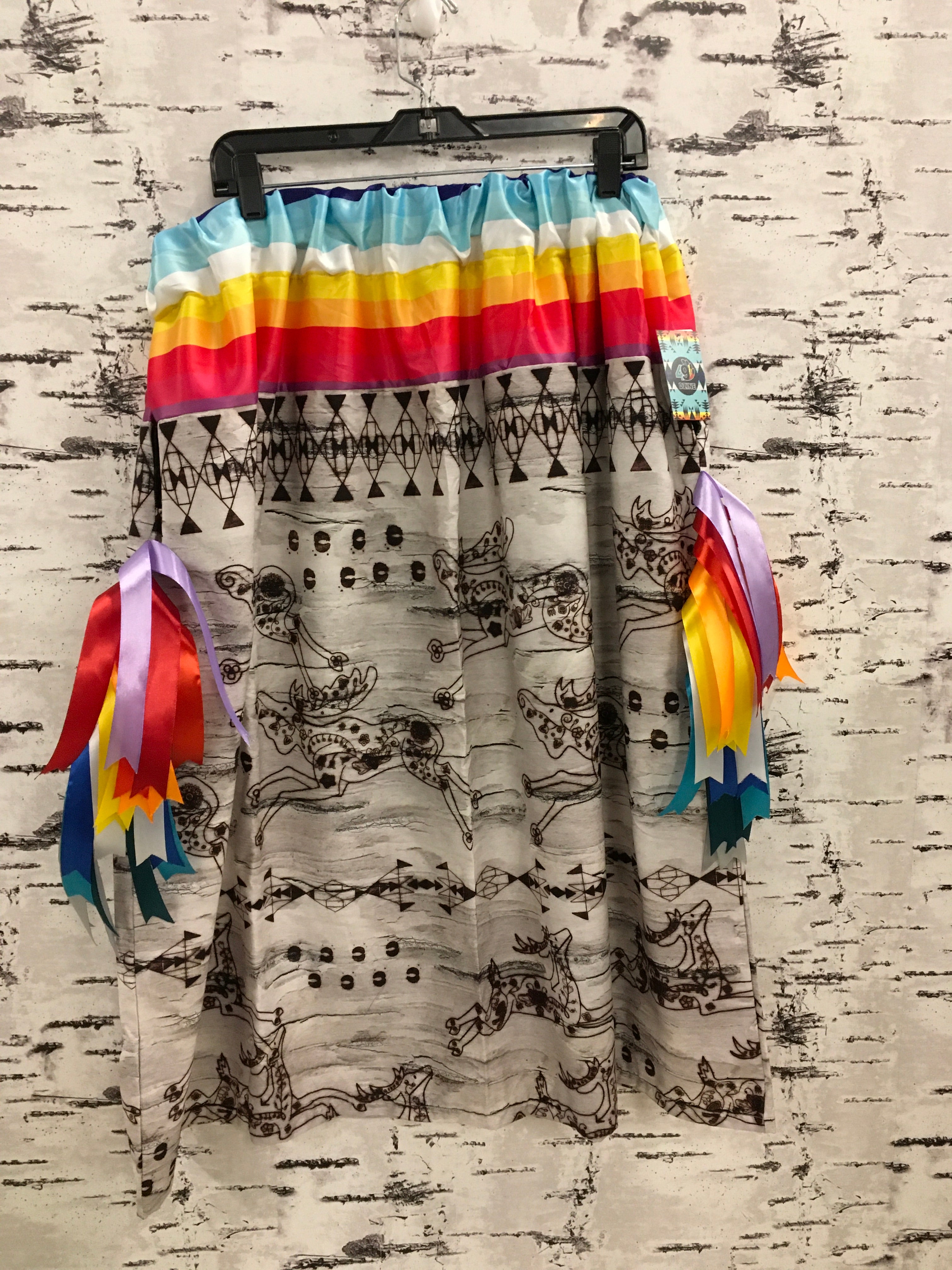 Handmade Burned Birch Rainbow Ribbon Skirt