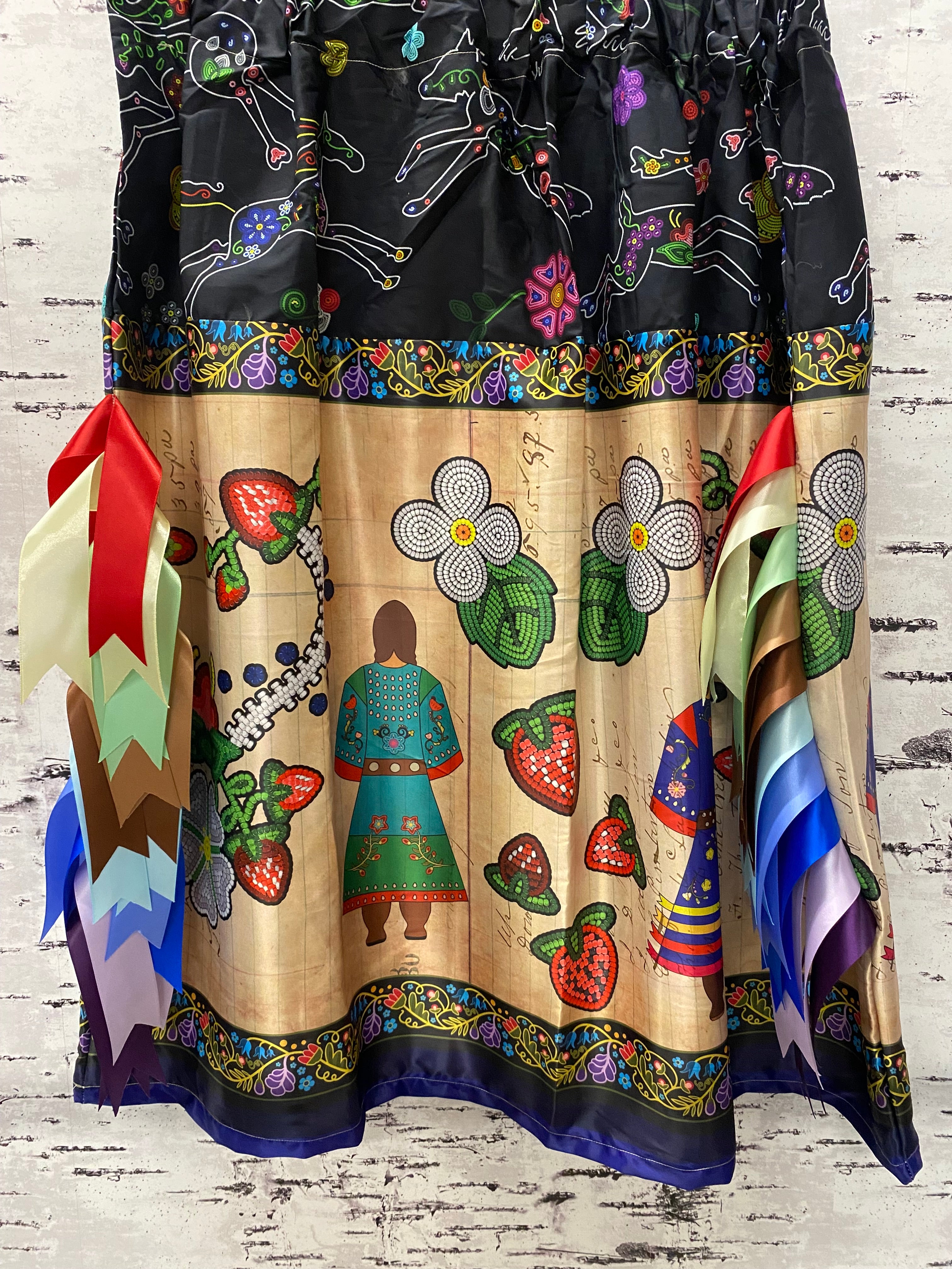 Handmade Ledger w/ Beaded Floral Animals Satin Ribbon Skirt