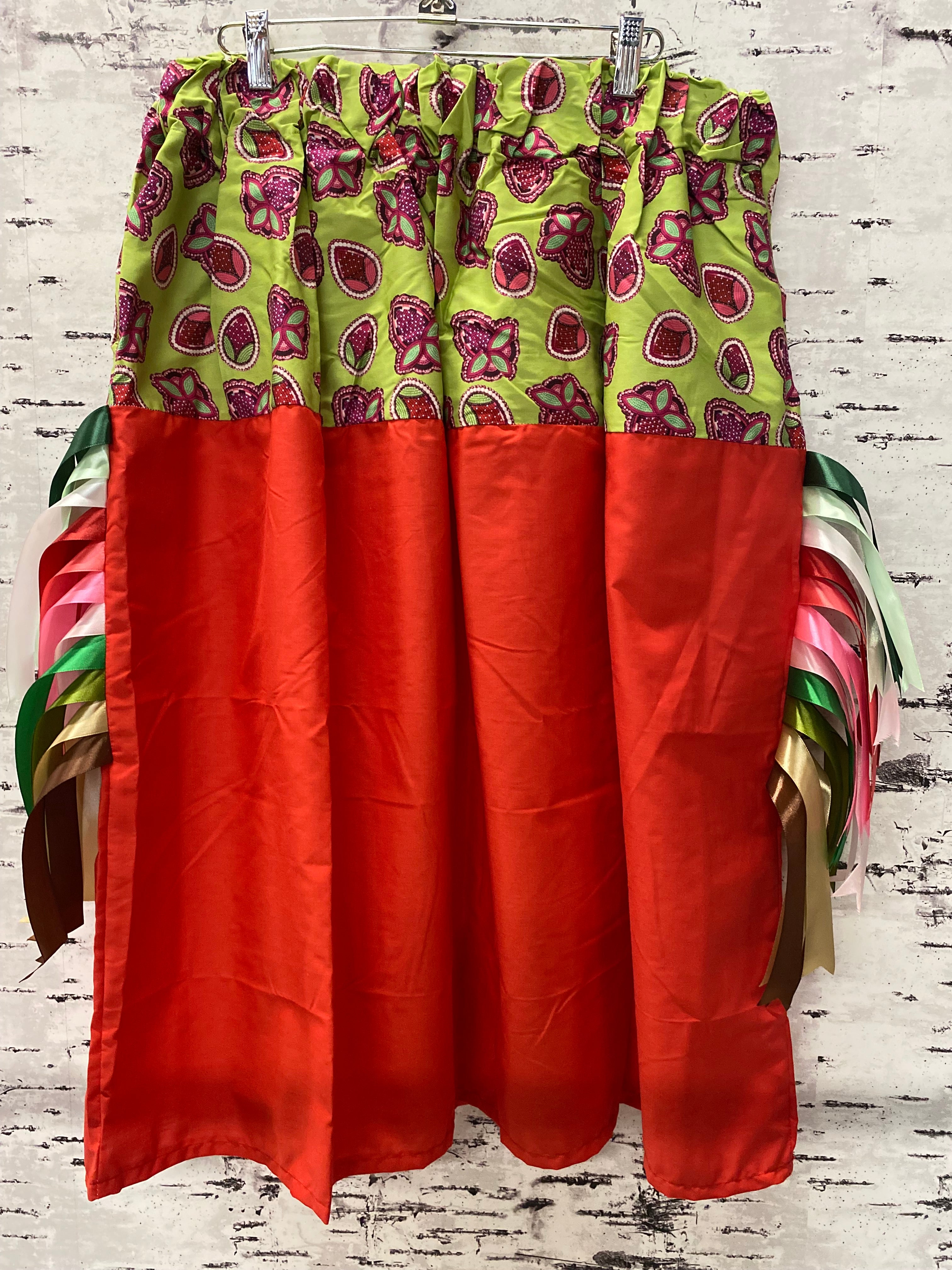 Handmade Red w/ Strawberries Ribbon Skirt