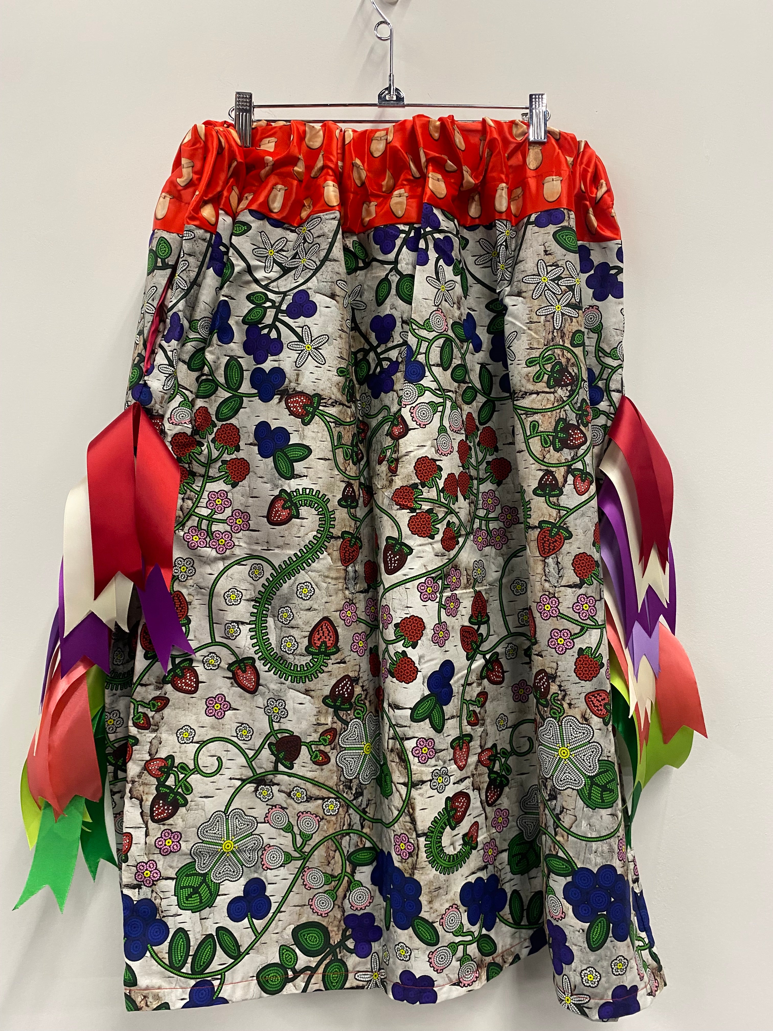 Handmade Grandmother Stories Dark Birch w/ Red Elk Teeth Top Ribbon Skirt