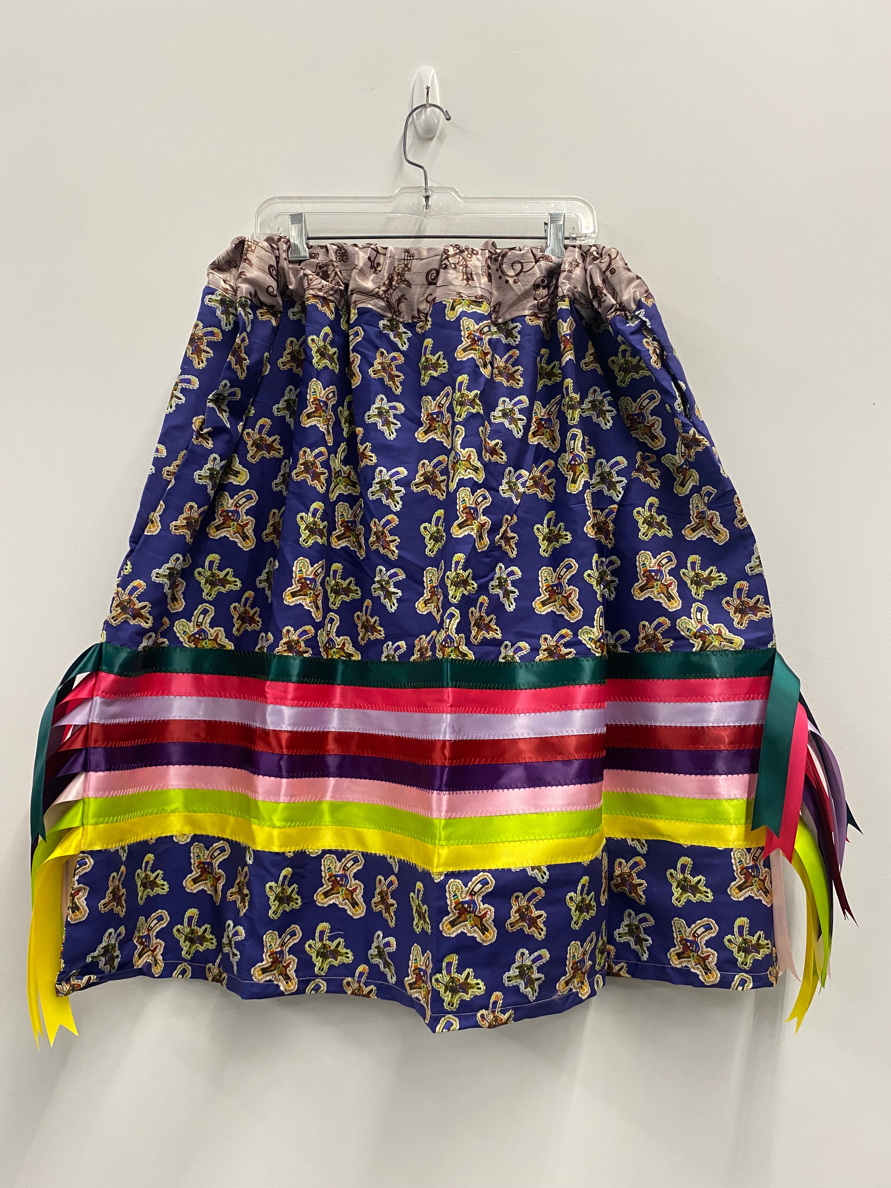 Handmade Riders Turq. w/ Ledger Art Top Ribbon Skirt