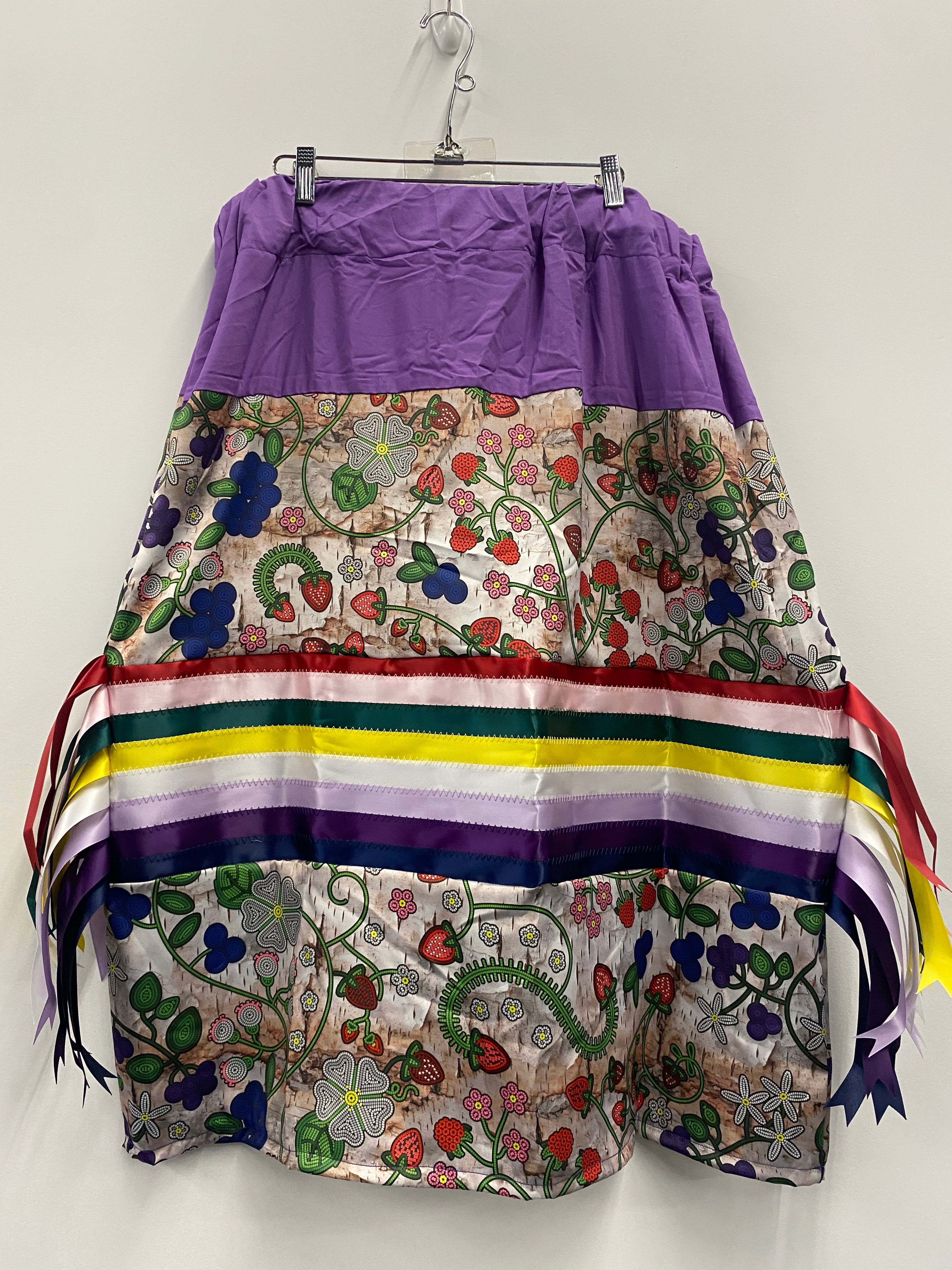 Handmade Grandmother Stories Dark Birch w/ Purple Top Ribbon Skirt