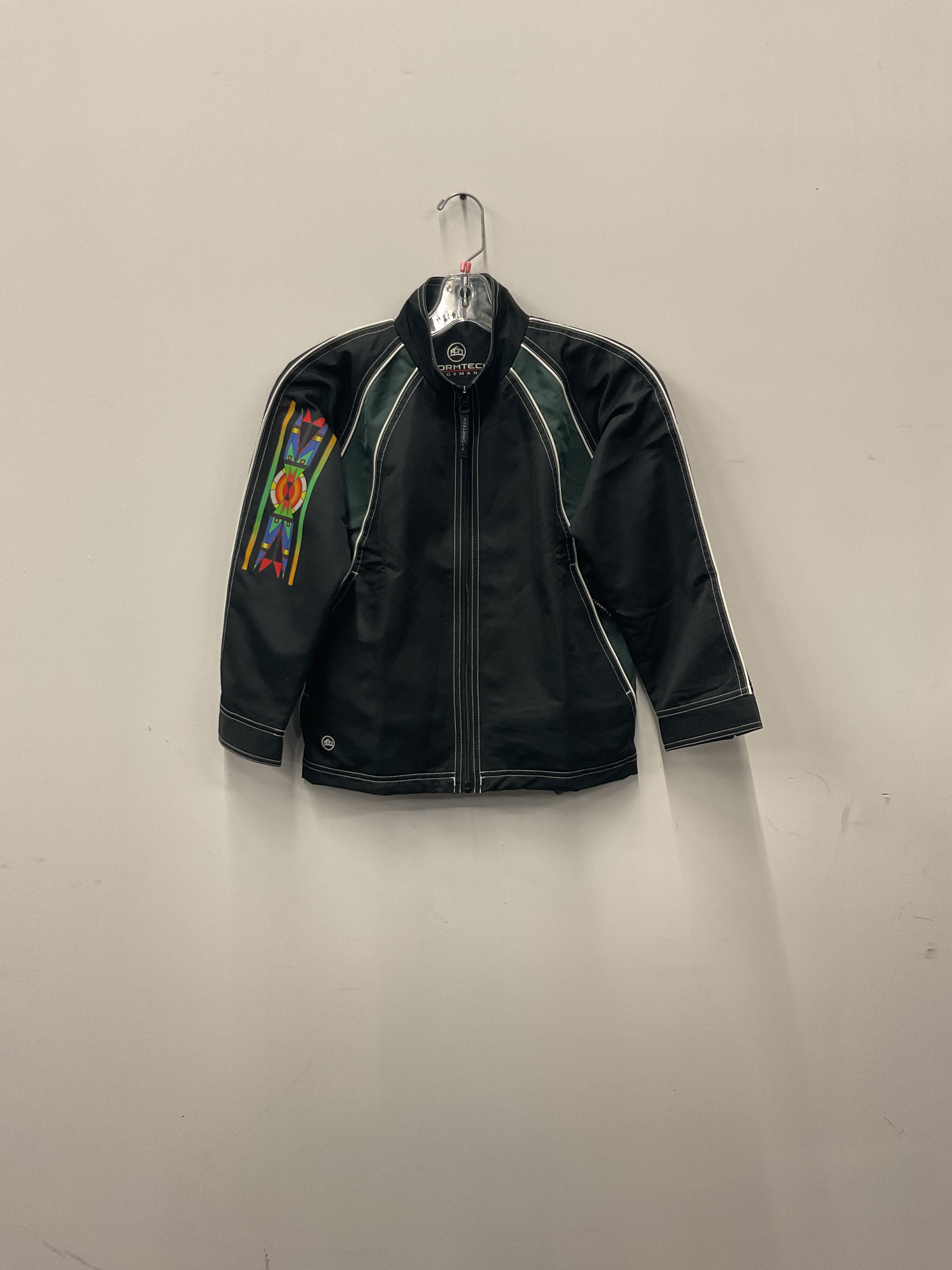 Handmade Black and Green Jacket with Transfer- Youth X-Large