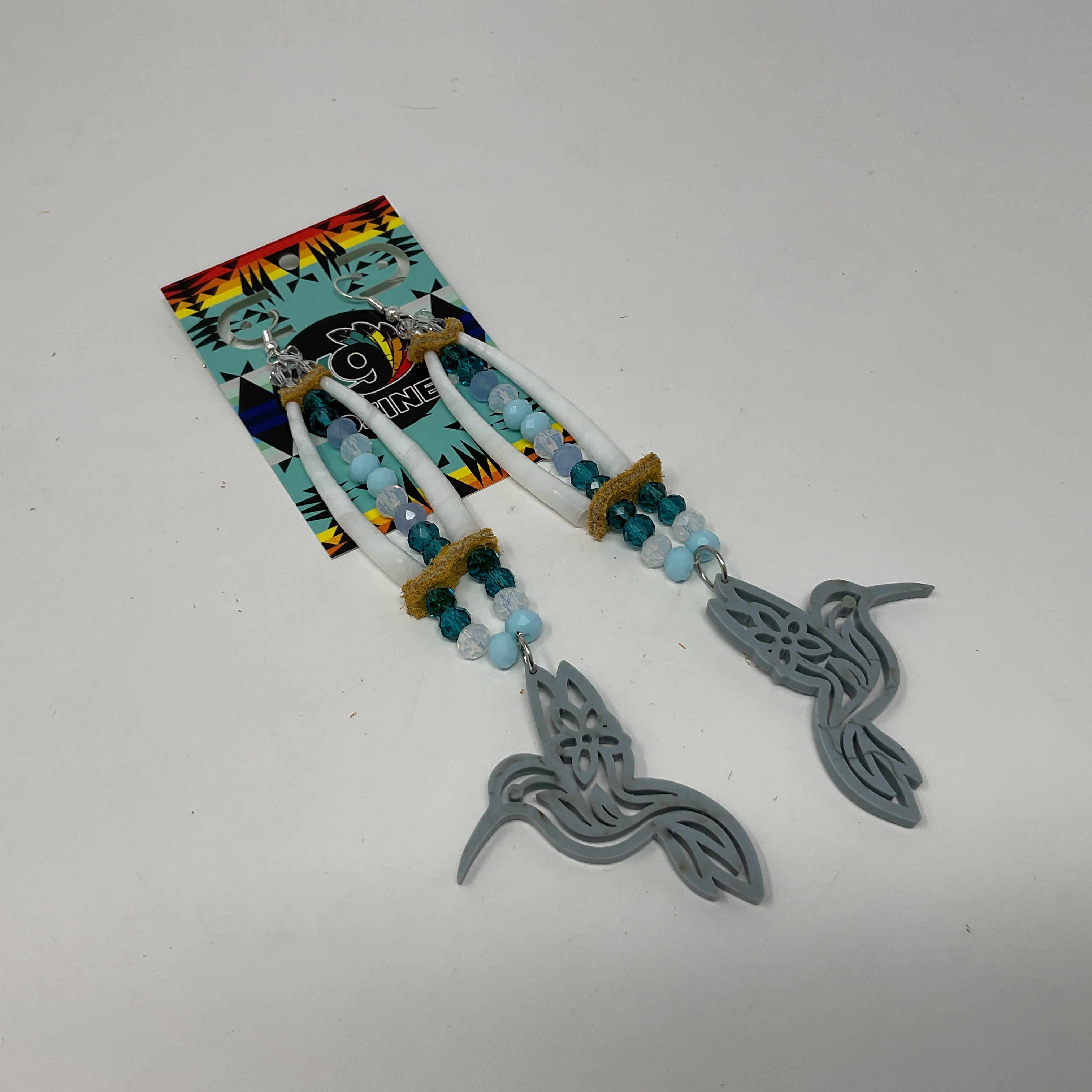 Acrylic w/ Dentalium Tiered Earrings