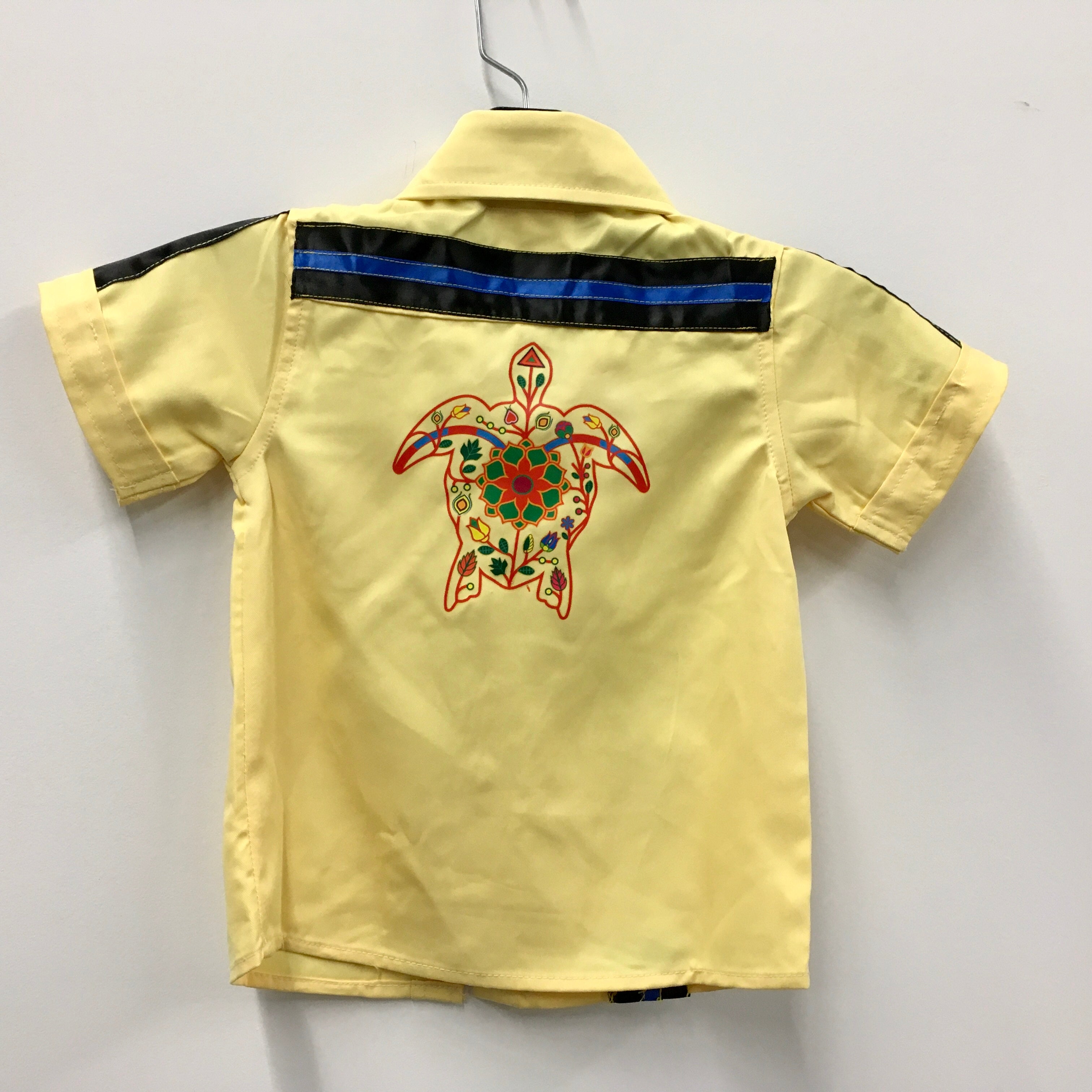 Handmade Child's Ribbon Shirt Yellow w/ Floral Turtle