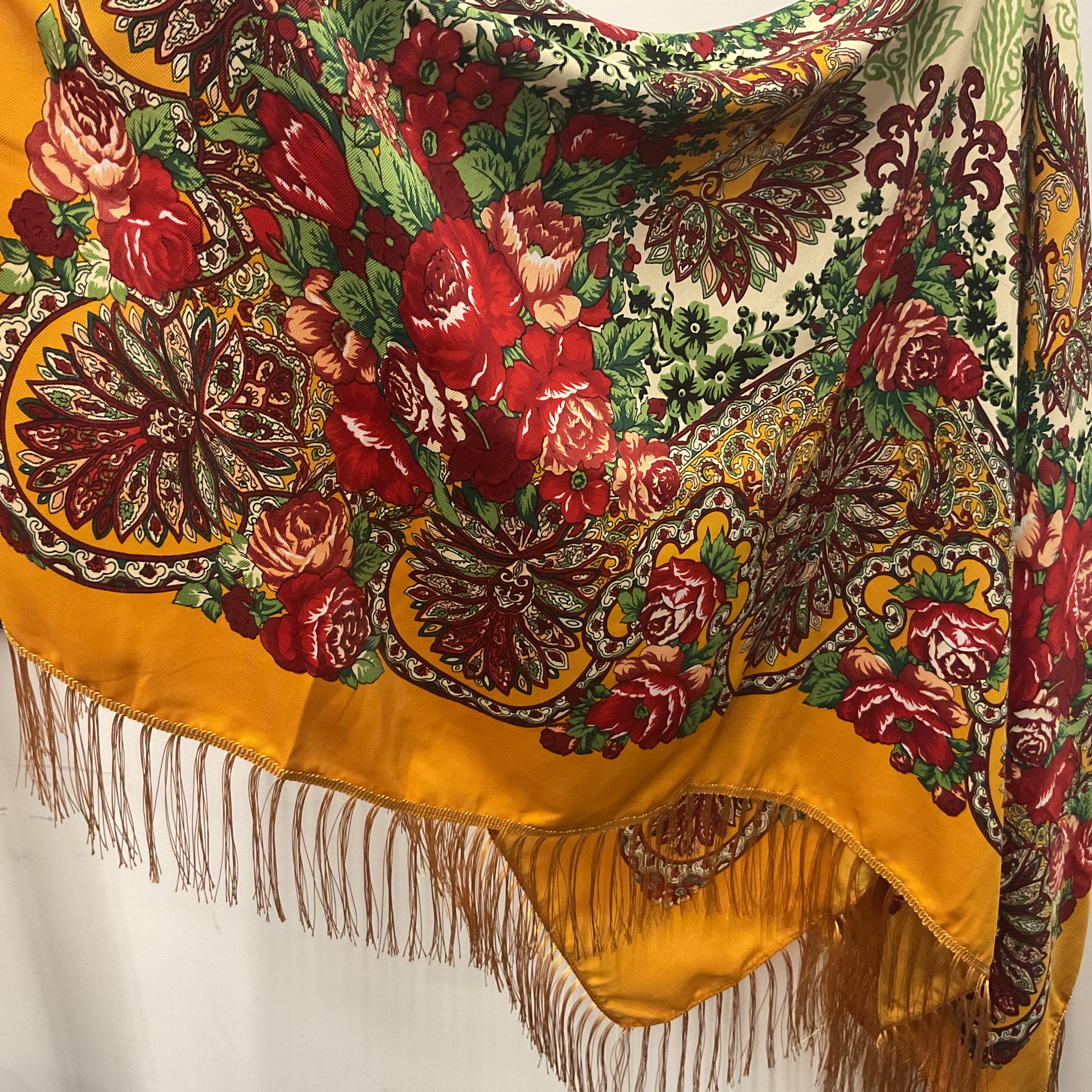 Floral Scarf w/ Tassels