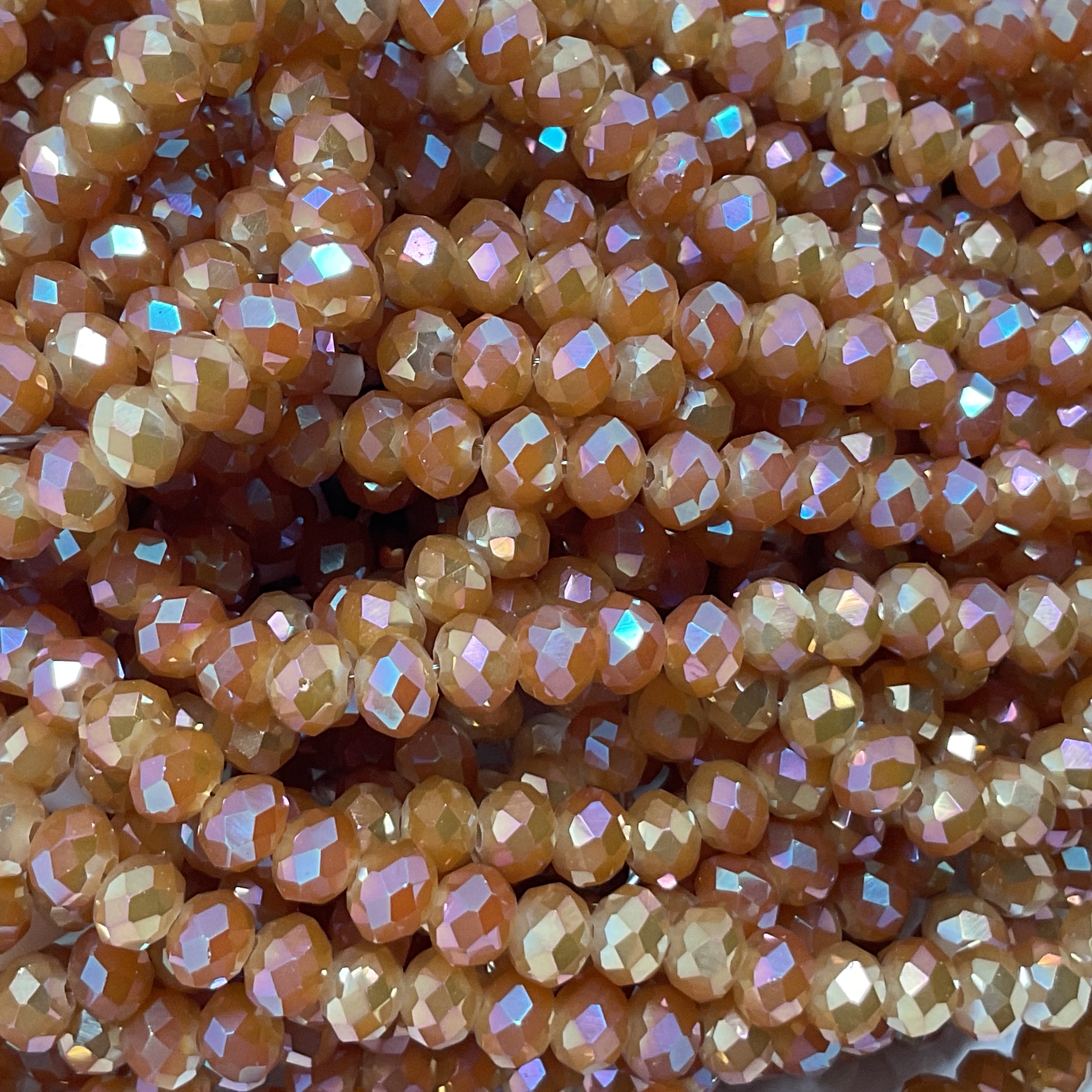 6mm Rondelle Glass Bead - Pastel Peach