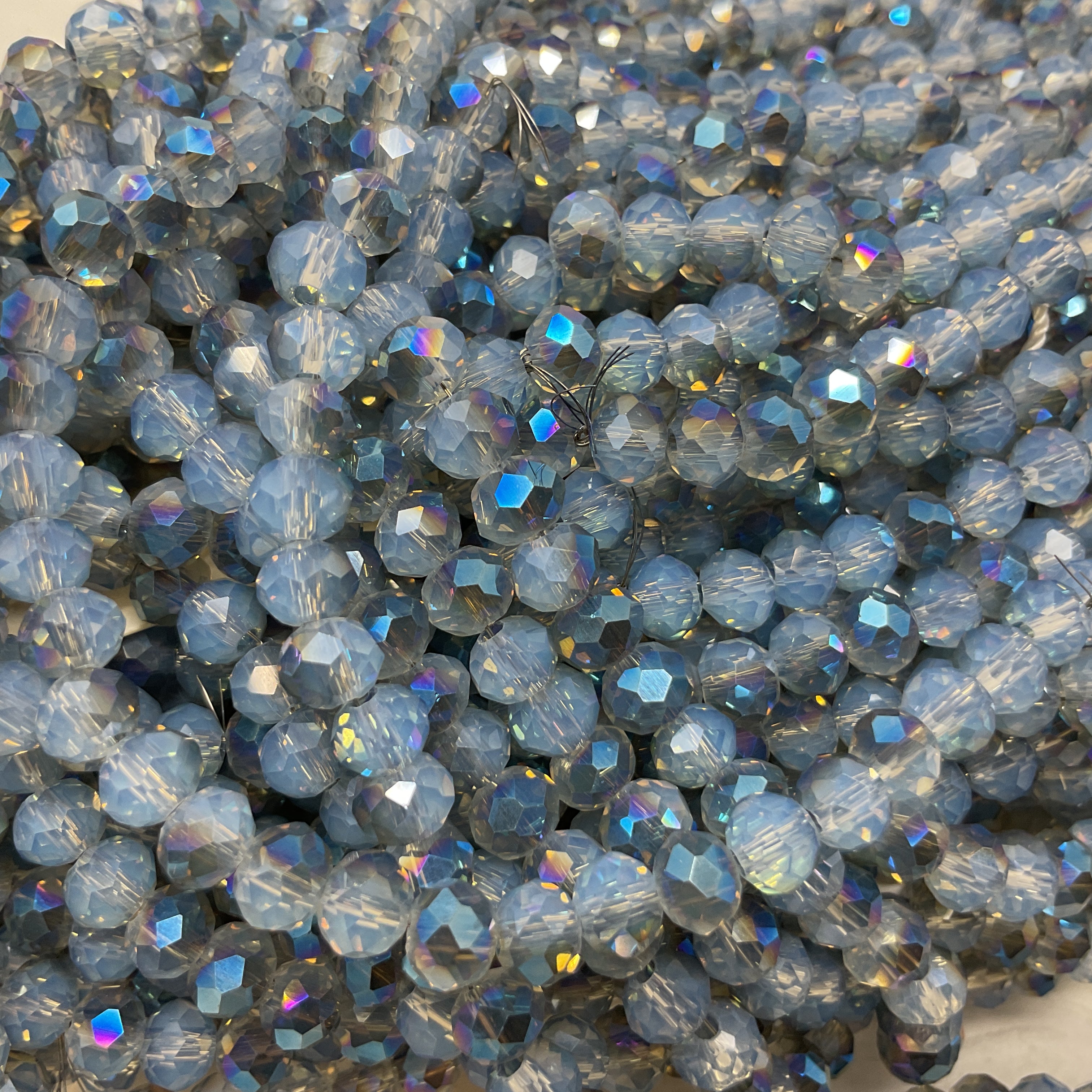 6mm Rondelle Glass Bead - Crystal Hail