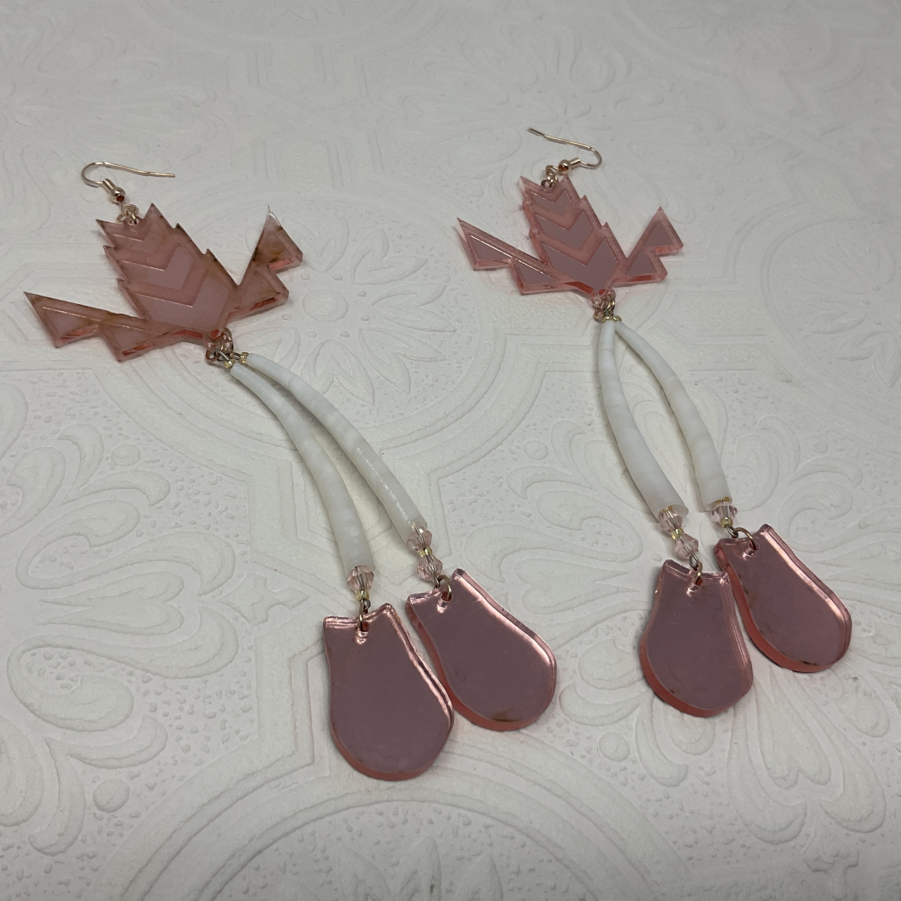 Acrylic w/ Dentalium Tiered Earrings