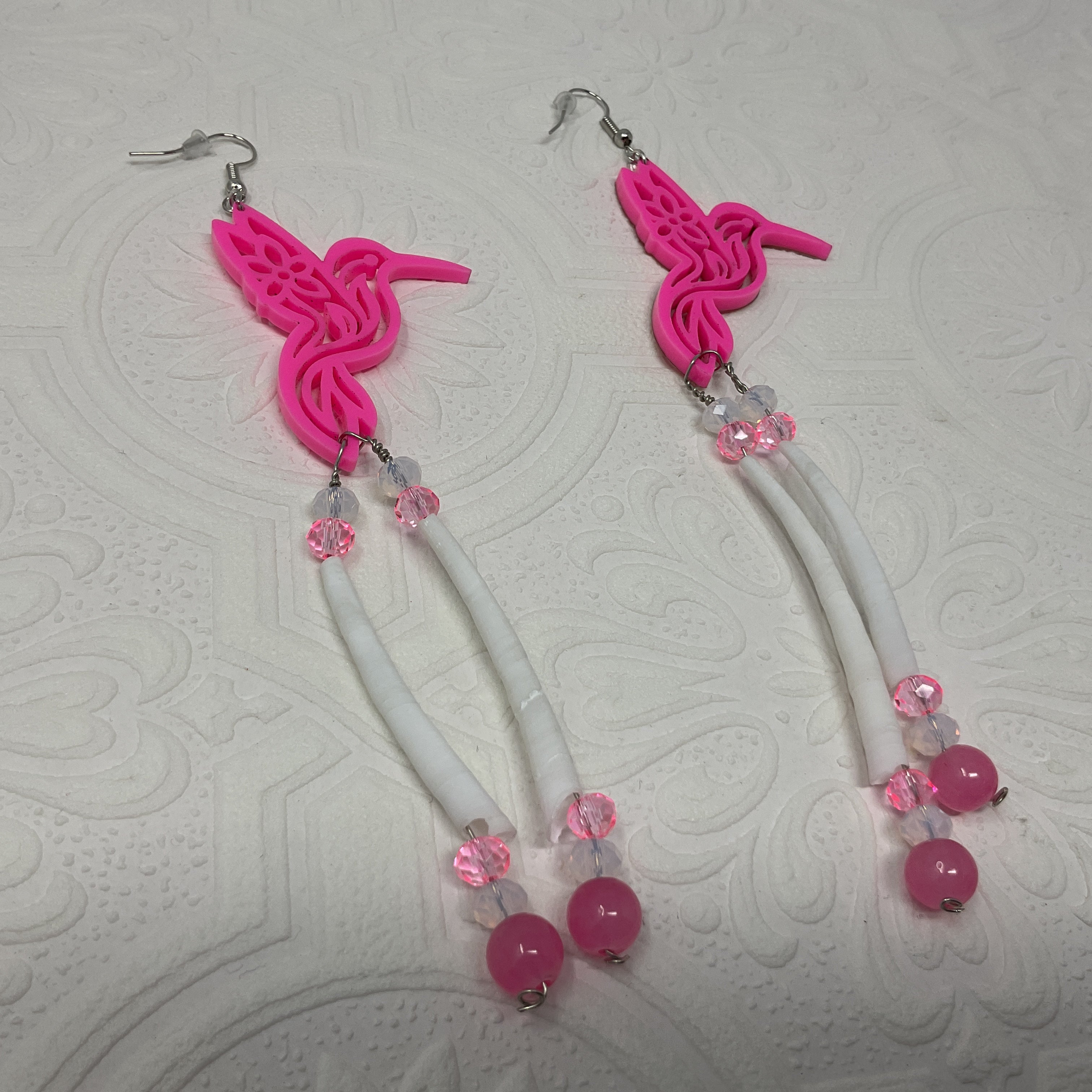 Acrylic w/ Dentalium Tiered Earrings