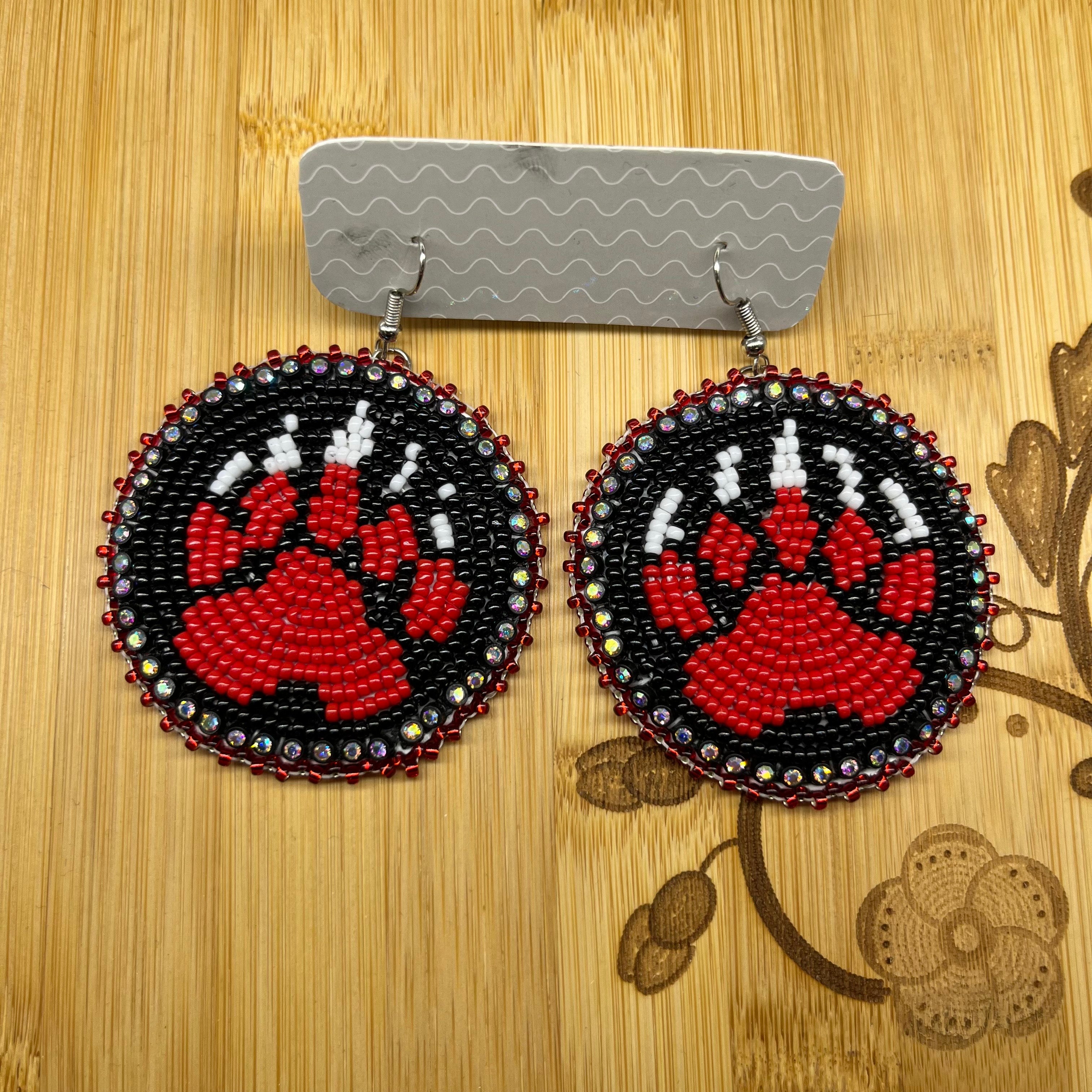 Danielle Redgun Beaded Bearpaw Earrings