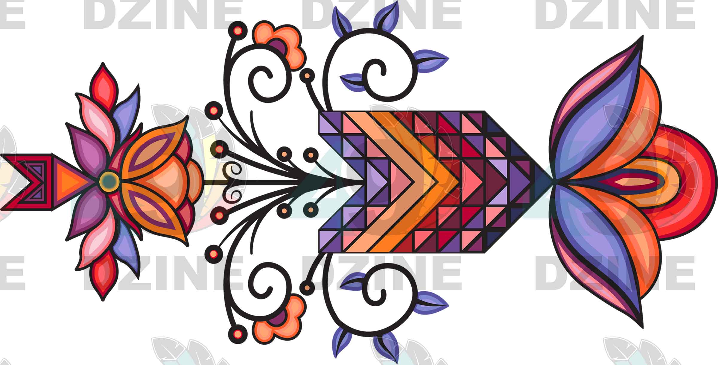 Spirit Blossom Harmony Geometric Element 3 Transfer (Various Sizes)