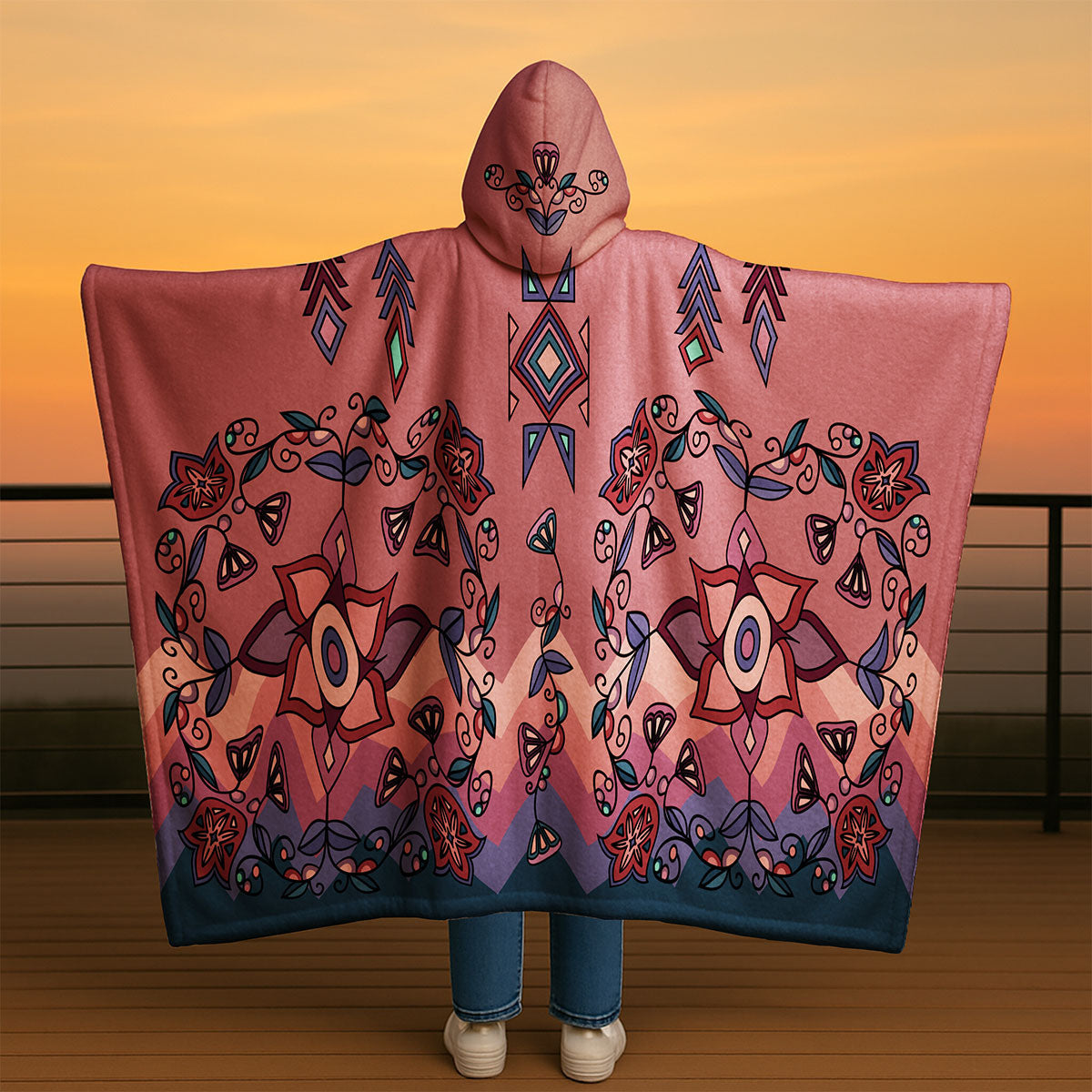 Frost Flower Circle Hooded Blanket