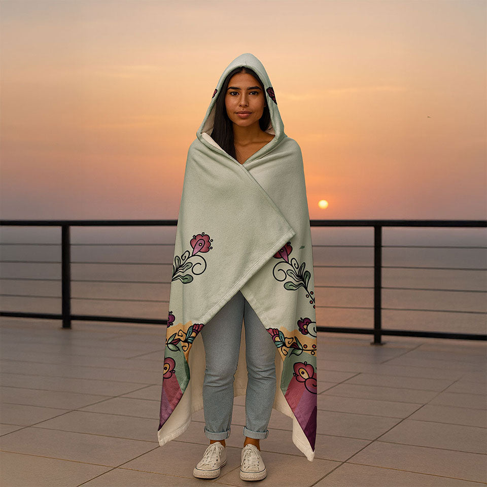 Sunset Berry Bloom Hooded Blanket