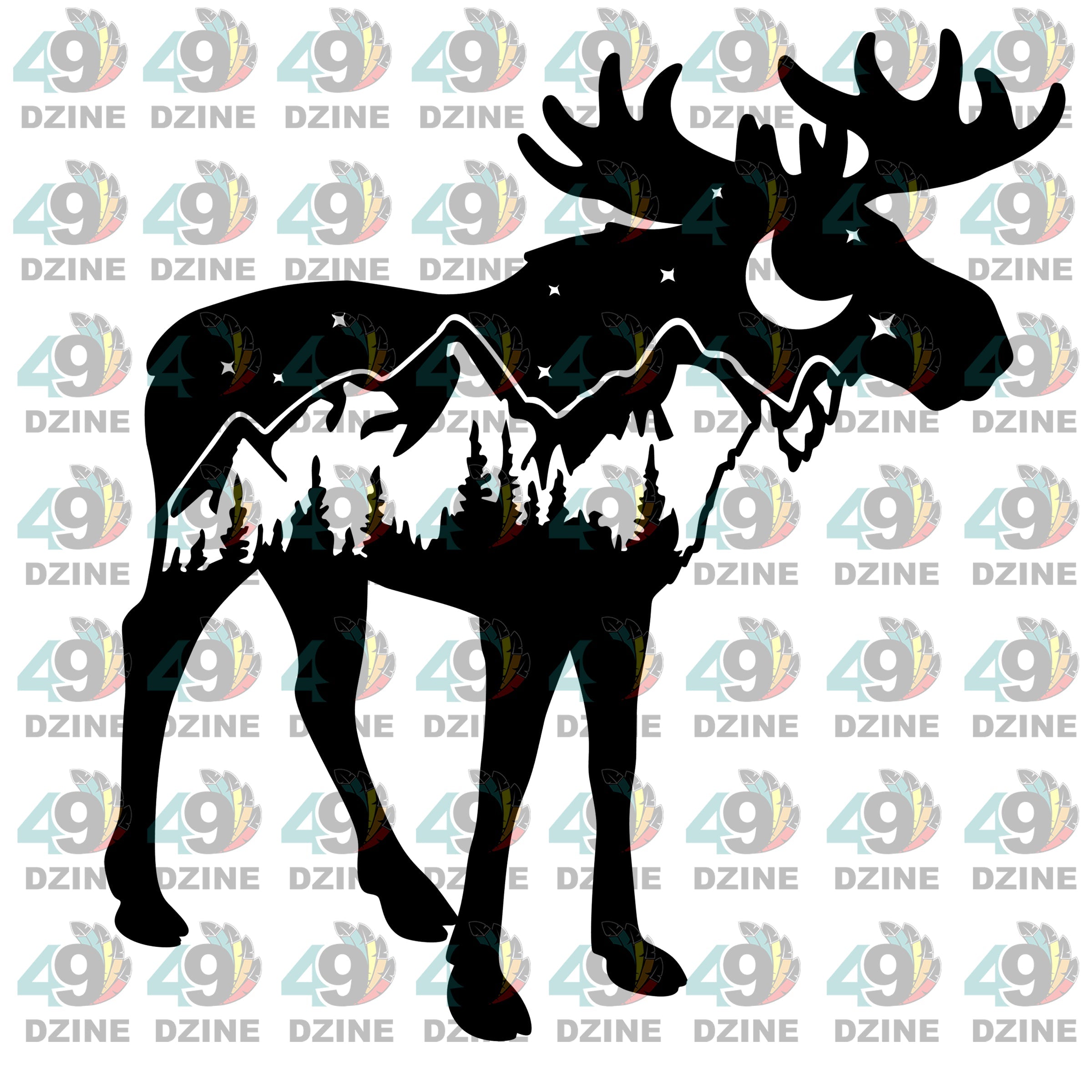 Standing Moose Mountain Silhouette UV Sticker