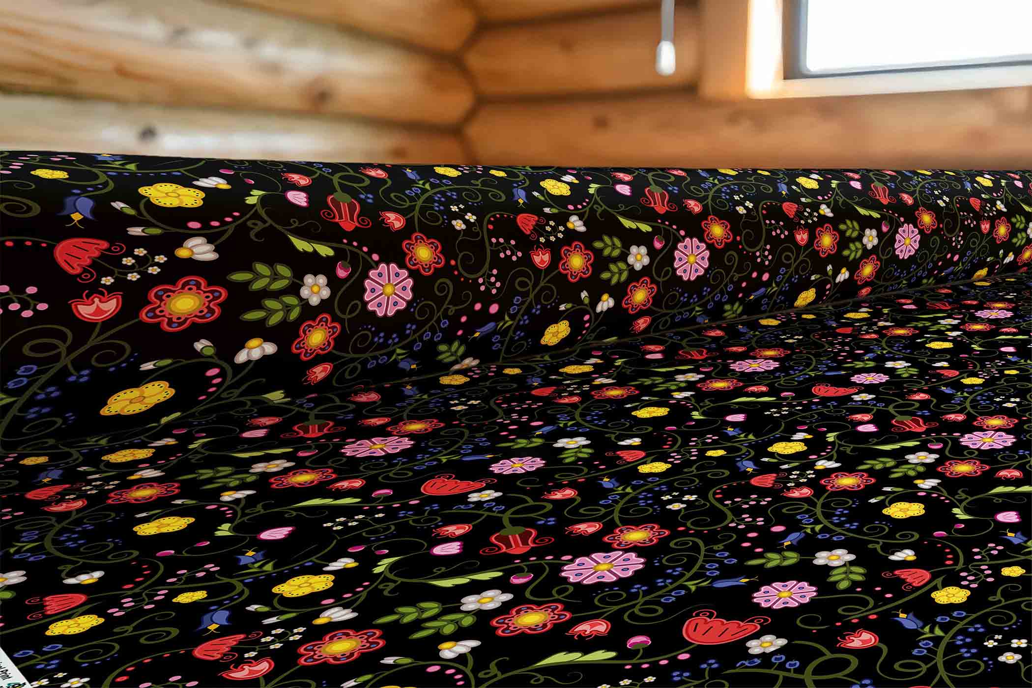 Nipin Blossom Midnight Satin Fabric By the Yard
