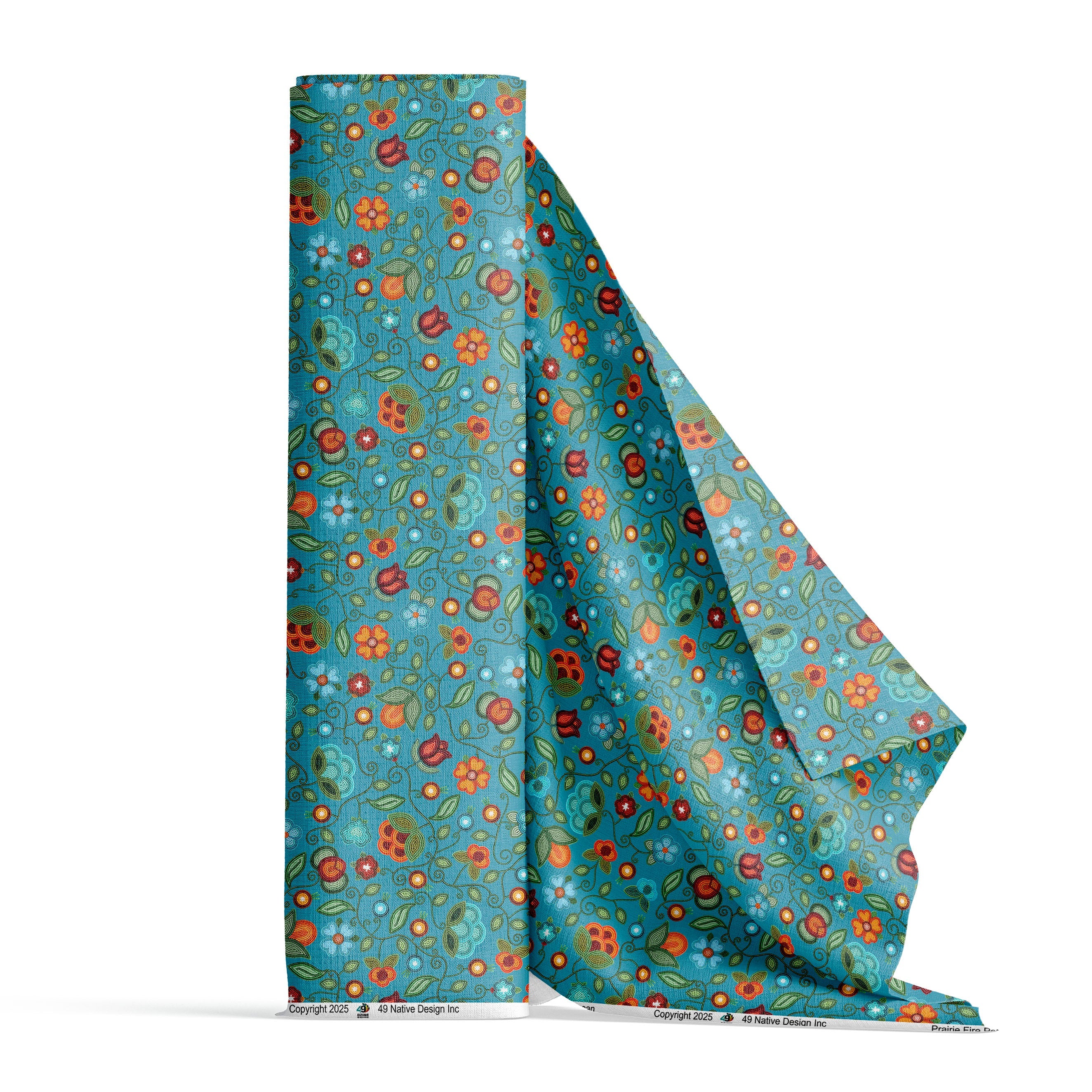 Prairie Fire Petals Ocean Cotton Poplin