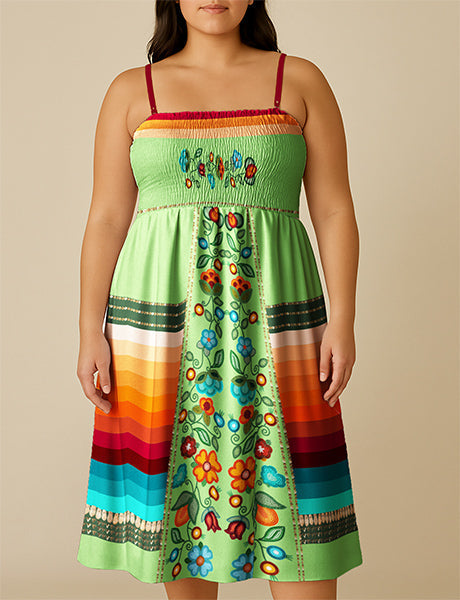 Prairie Fire Petals Sage 2 Smock Top Dress