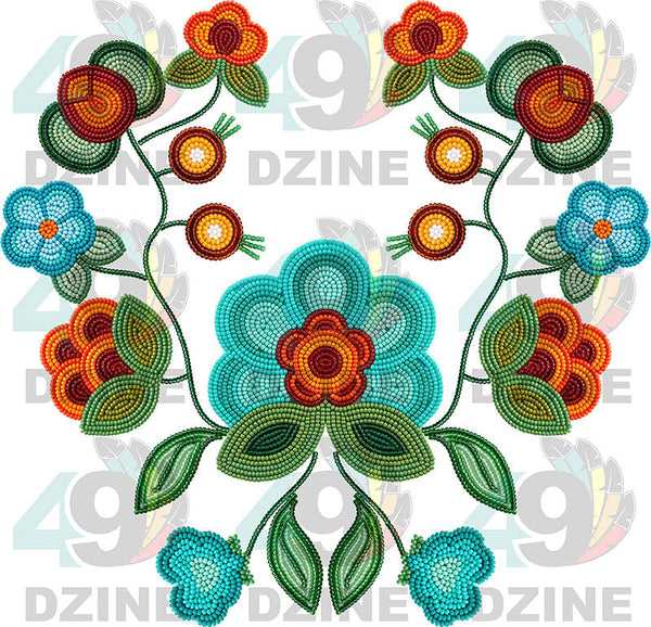 Prairie Fire Petals Beadwork Transfer (Various Sizes)