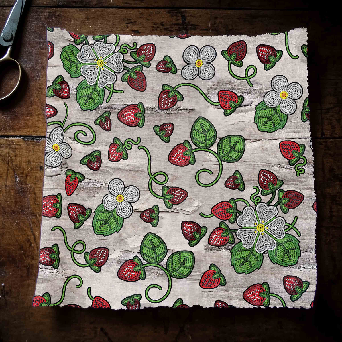 Strawberry Dreams Bright Birch Cotton Poplin