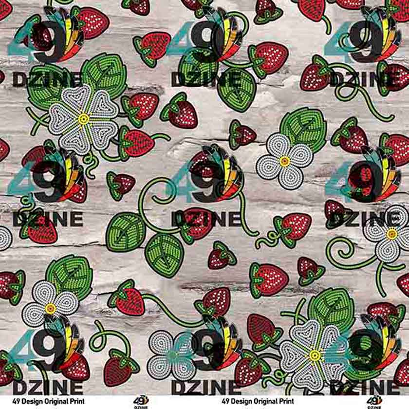 Strawberry Dreams Bright Birch Cotton Poplin