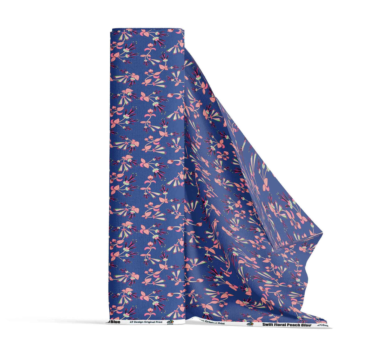 Swift Floral Peach Blue Cotton Poplin