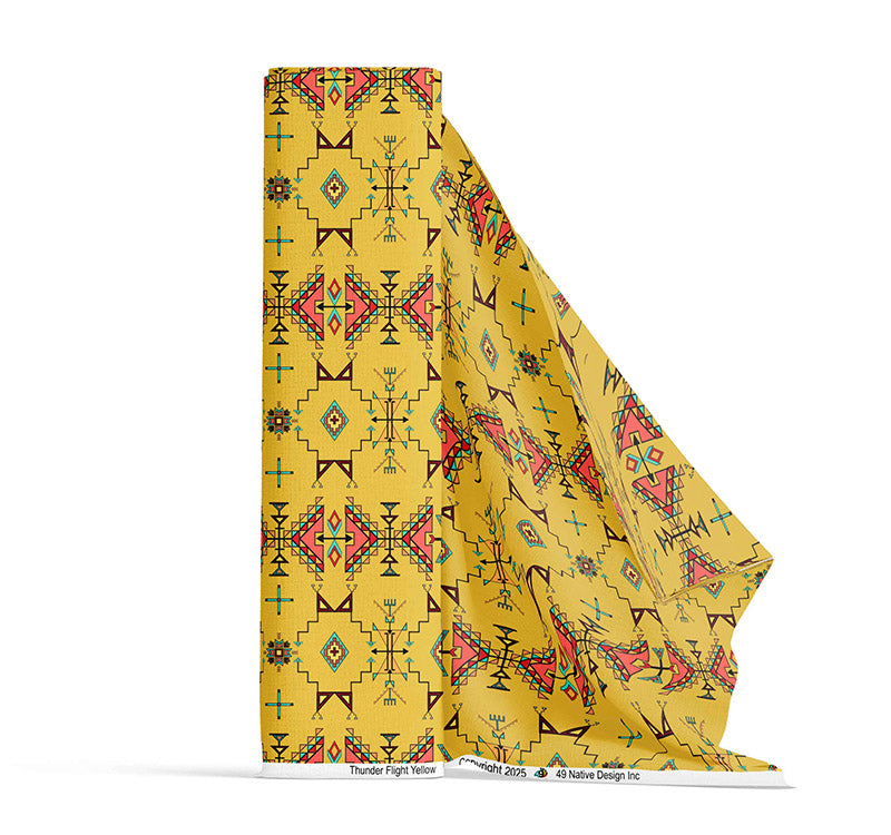 Thunder Flight Yellow Satin Fabric