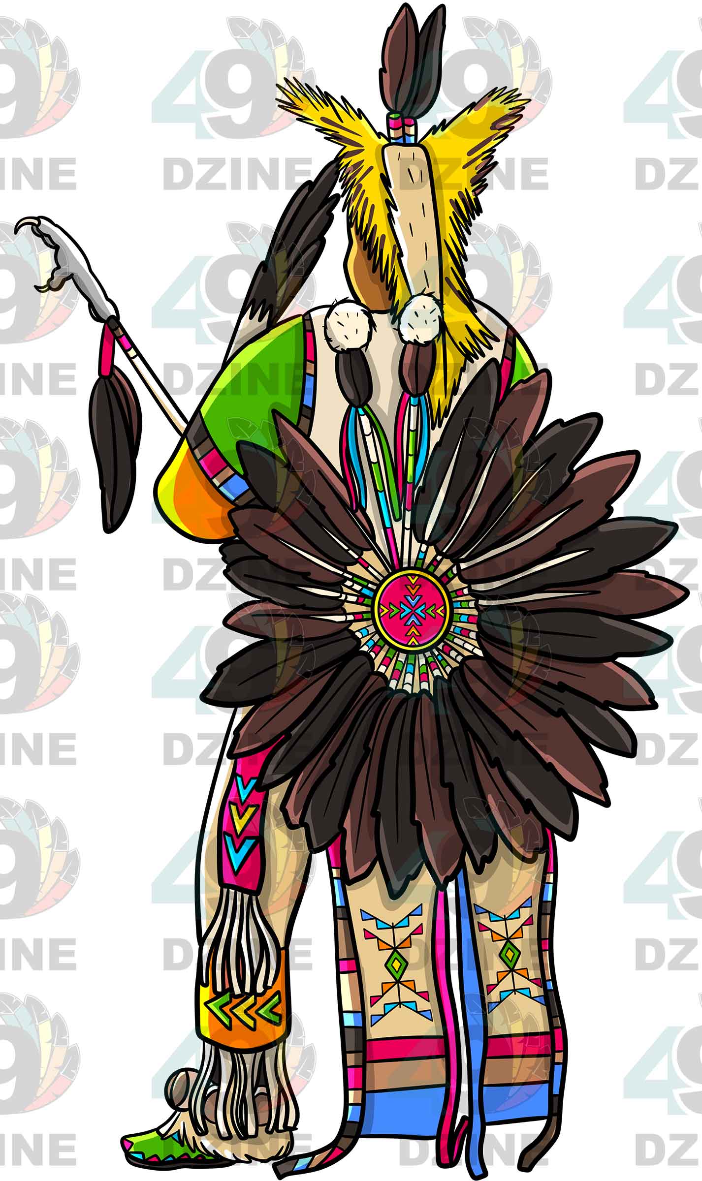 Traditional Powwow Man Dancer 5 Colored Sticker