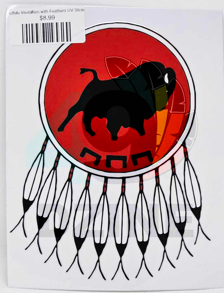 Buffalo Medallion with Feathers UV Sticker