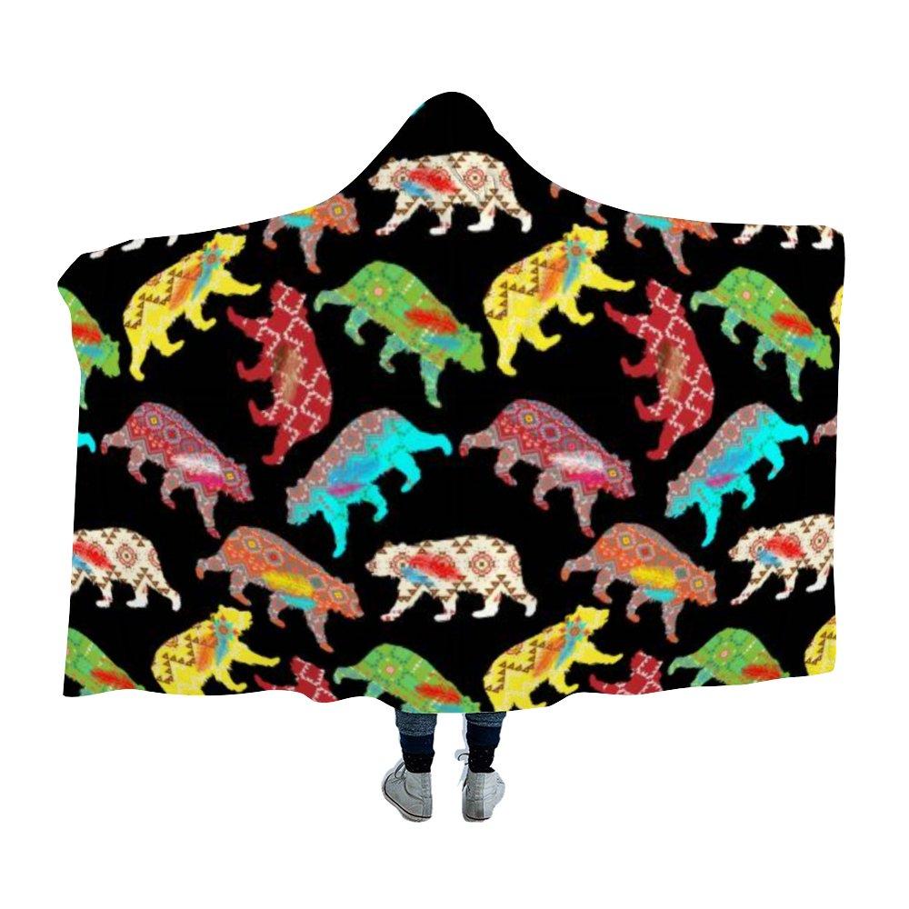 Bear Powwow Hooded Blanket