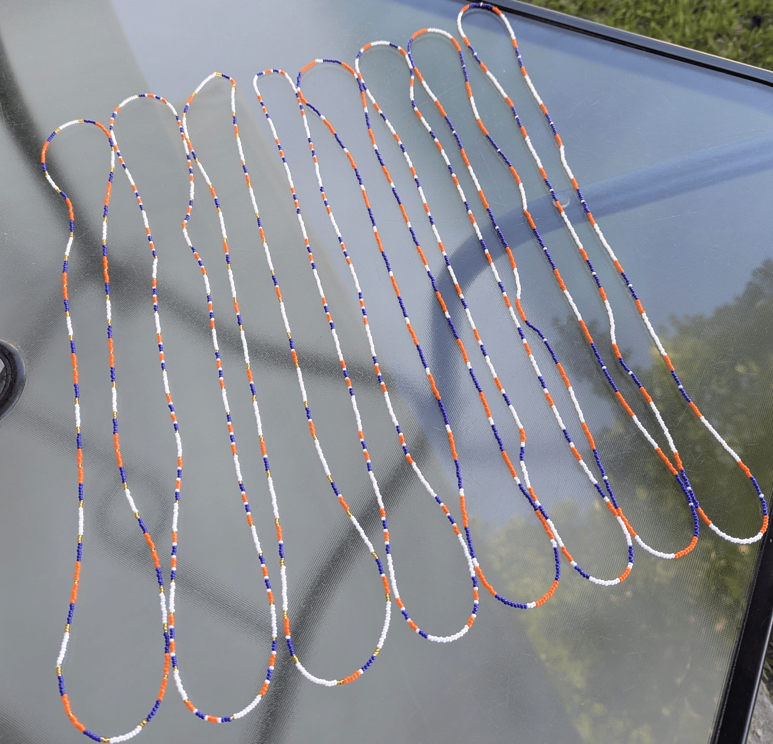 Dana Tetzlaff Blue and Orange Beaded Necklaces