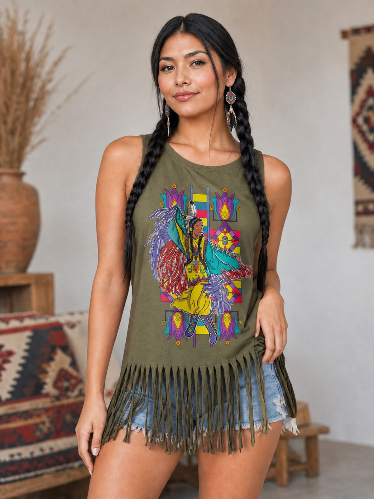 Size 2X Tank Top with Fringe Accent 02