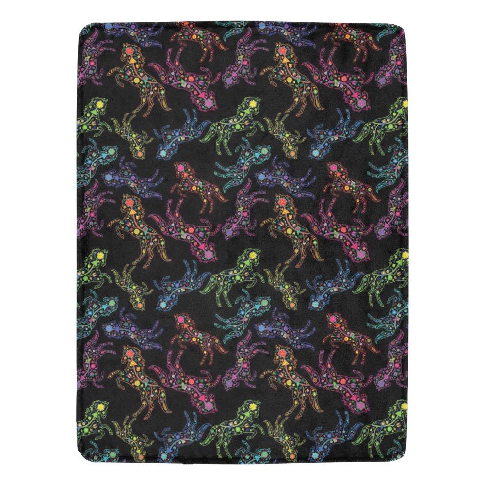 Floral Horse Ultra-Soft Micro Fleece Blanket 60"x80" Ultra-Soft Blanket 60''x80'' e-joyer 